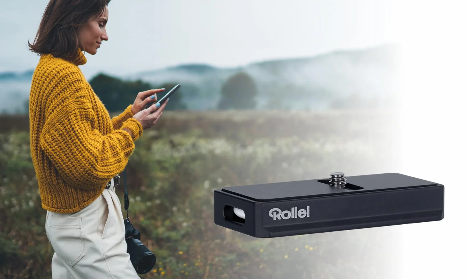 Rollei Płytka szybkiego montażu z ukrytą kieszenią AirTag – bezpieczeństwo i komfort dla Twojego aparatu, szybki montaż, lepszy zasięg sygnału i uniwersalna kompatybilność