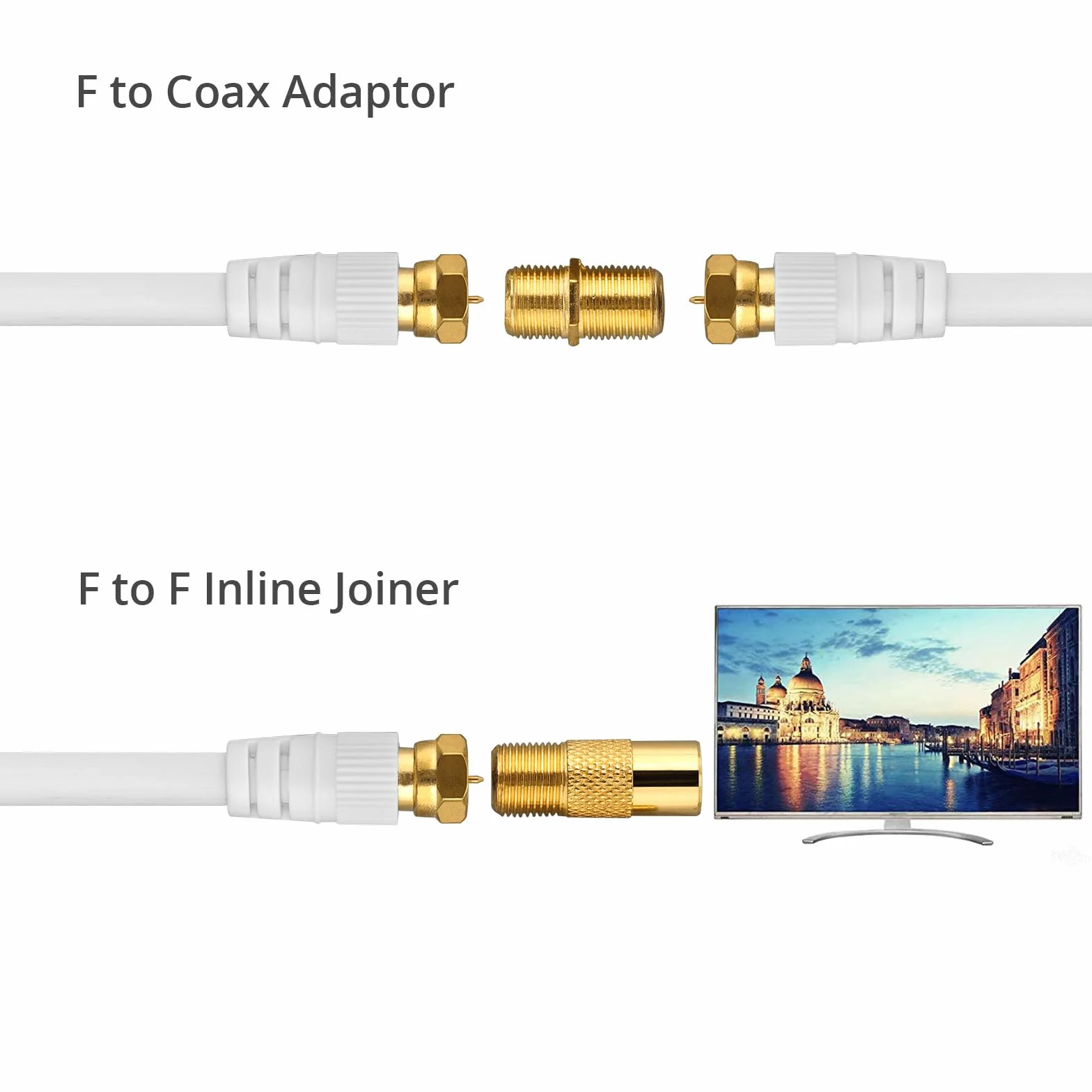 Justech 6-drożny rozdzielacz satelitarny koncentryczny 5-2500 MHz 1,5 m kabel F wtyczki