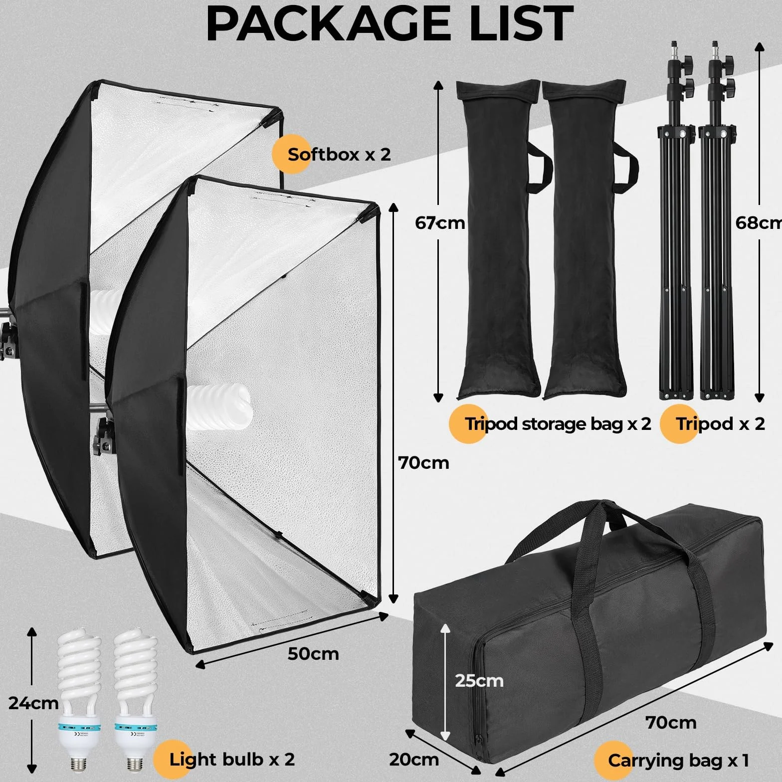 Zestaw oświetlenia Fotografia Softbox, 2 ciągłe reflektory LED 135W | z regulowanym statywem do nagrywania wideo, YouTube, TikTok, studio i portretu