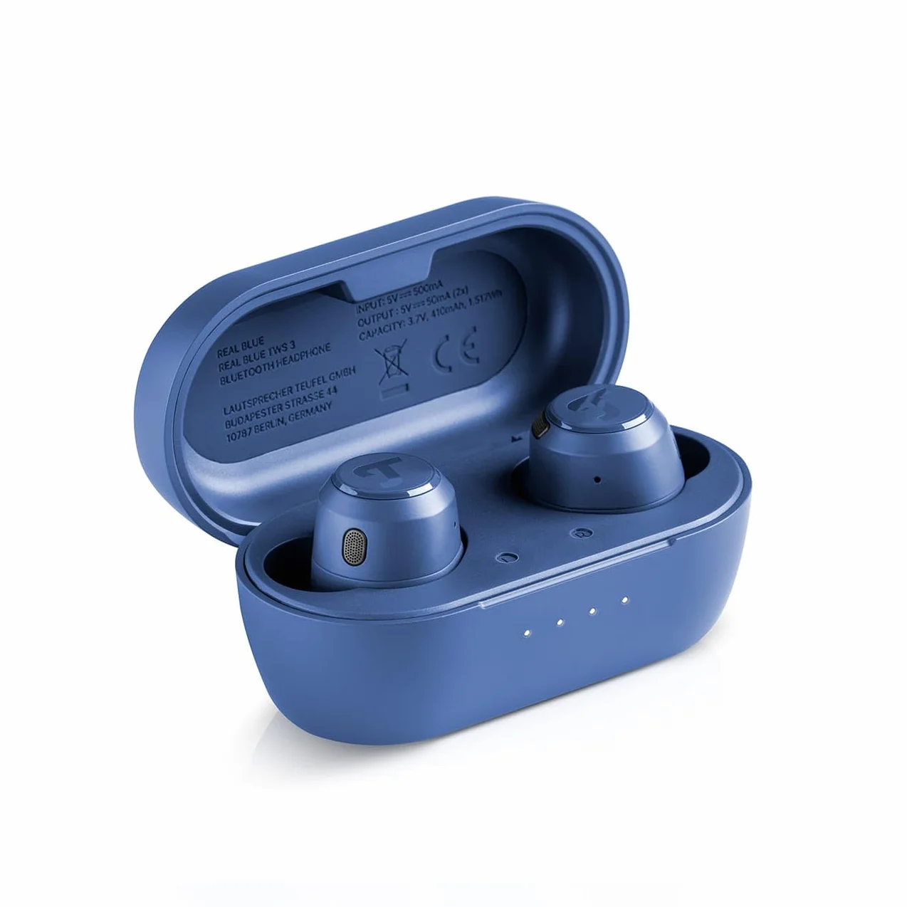 Teufel Real Blue TWS 3 True-Wireless słuchawki douszne Bluetooth z redukcją szumów ANC, akumulator 37 h, bezprzewodowe ładowanie, IPX4, obsługa dotykowa, 6 mikrofonów do idealnych rozmów