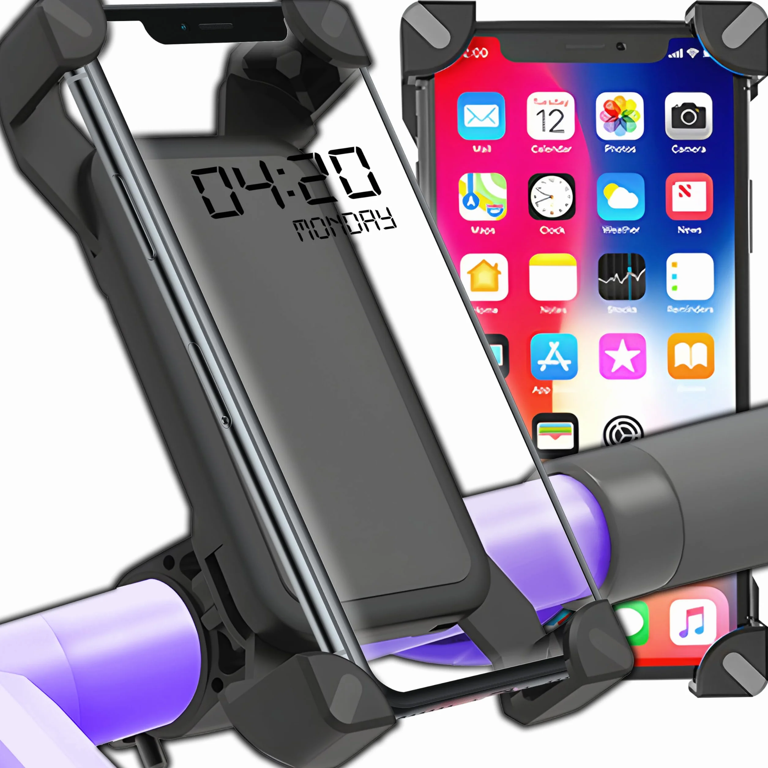 Retoo Mobilny uchwyt rowerowy 360 stopni kompatybilny motocykl MTB E-Bike Uniwersalny antypoślizgowy stabilny regulowany obrotowy telefon GPS