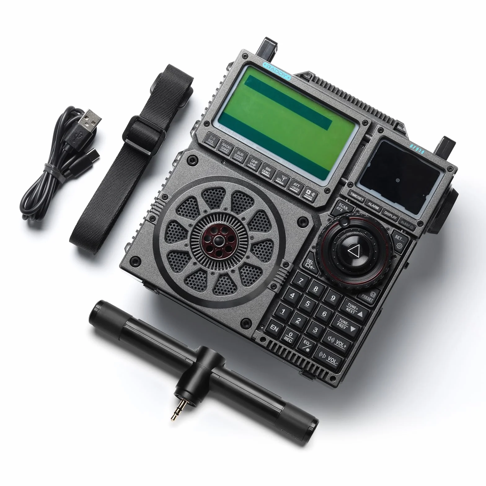 Radio krótkofalowe Raddy RF919 SSB, pełnozakresowy odbiornik FM AM SW VHF UHF AIR CB SSB, z tunerem antenowym, 3 portami anteny zewnętrznej, akumulatorem 5000mAh, gniazdem słuchawkowym