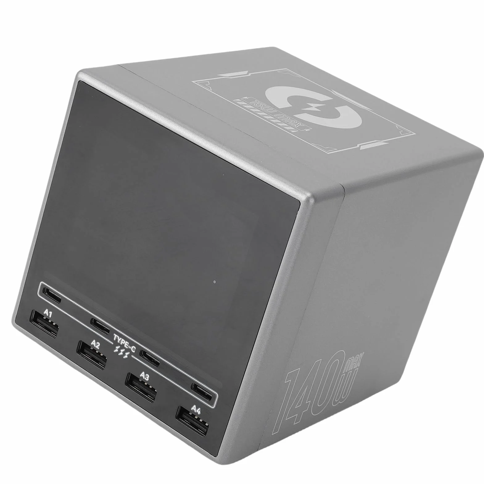 Ausla Bezprzewodowa Stacja ładująca USB PC ABS 140 W USB C PD Hub ładowarki z bezprzewodową podkładką 15 W Wyświetlacz LCD 8 Portów Szybkie ładowanie na Biurko Home Office Laptop Tablet Telefon