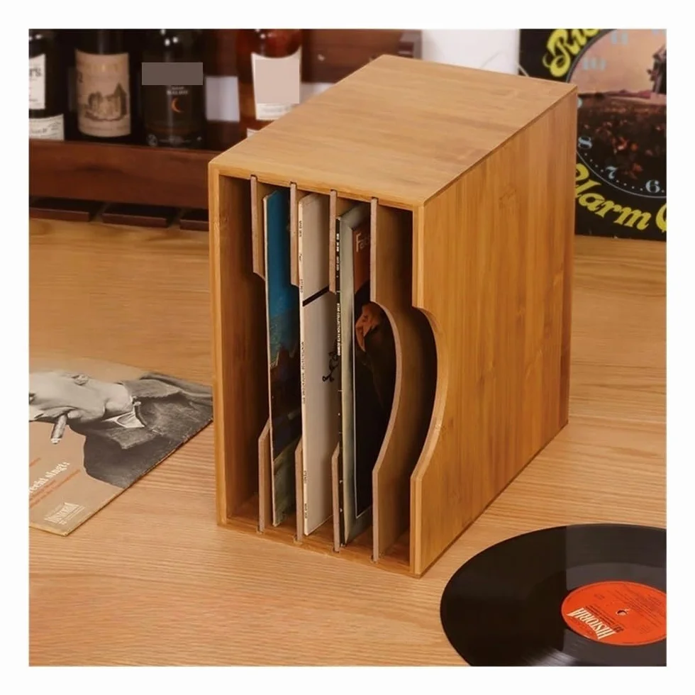 Stojak płytowy na albumy, Organizer na płyty CD Nostalgiczne pudełko kasety Regał Drewniany stary pulpit do przechowywania dokumentów
