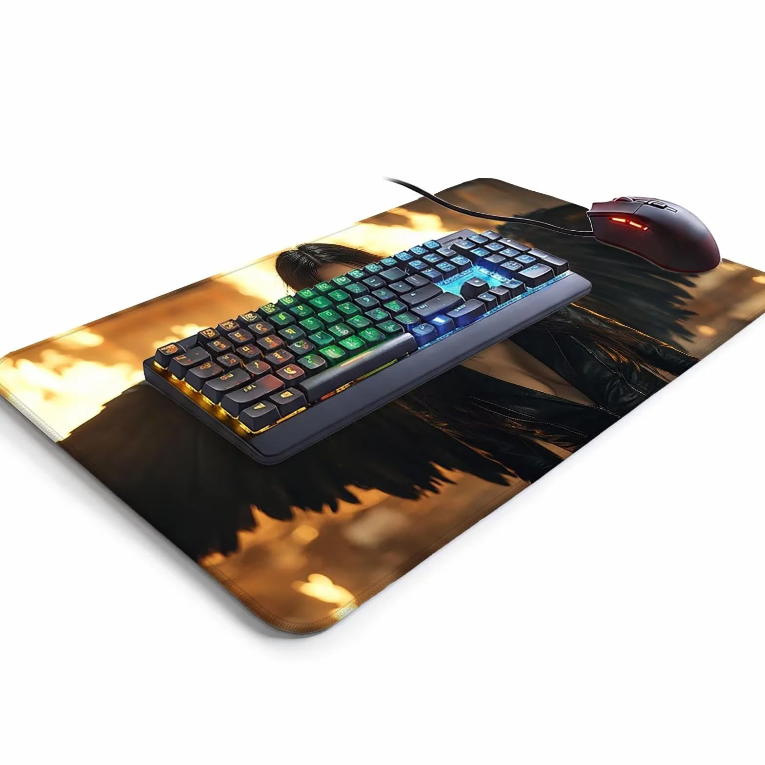 Podkładka pod mysz ze skrzydłami, XXL, 60 x 140 x 0,3 cm, wodoodporna, gamingowa podkładka pod mysz, dokładność, szybkość, akcesoria do gier, laptop, biuro, prezent dla mężczyzn, FSBD-8350