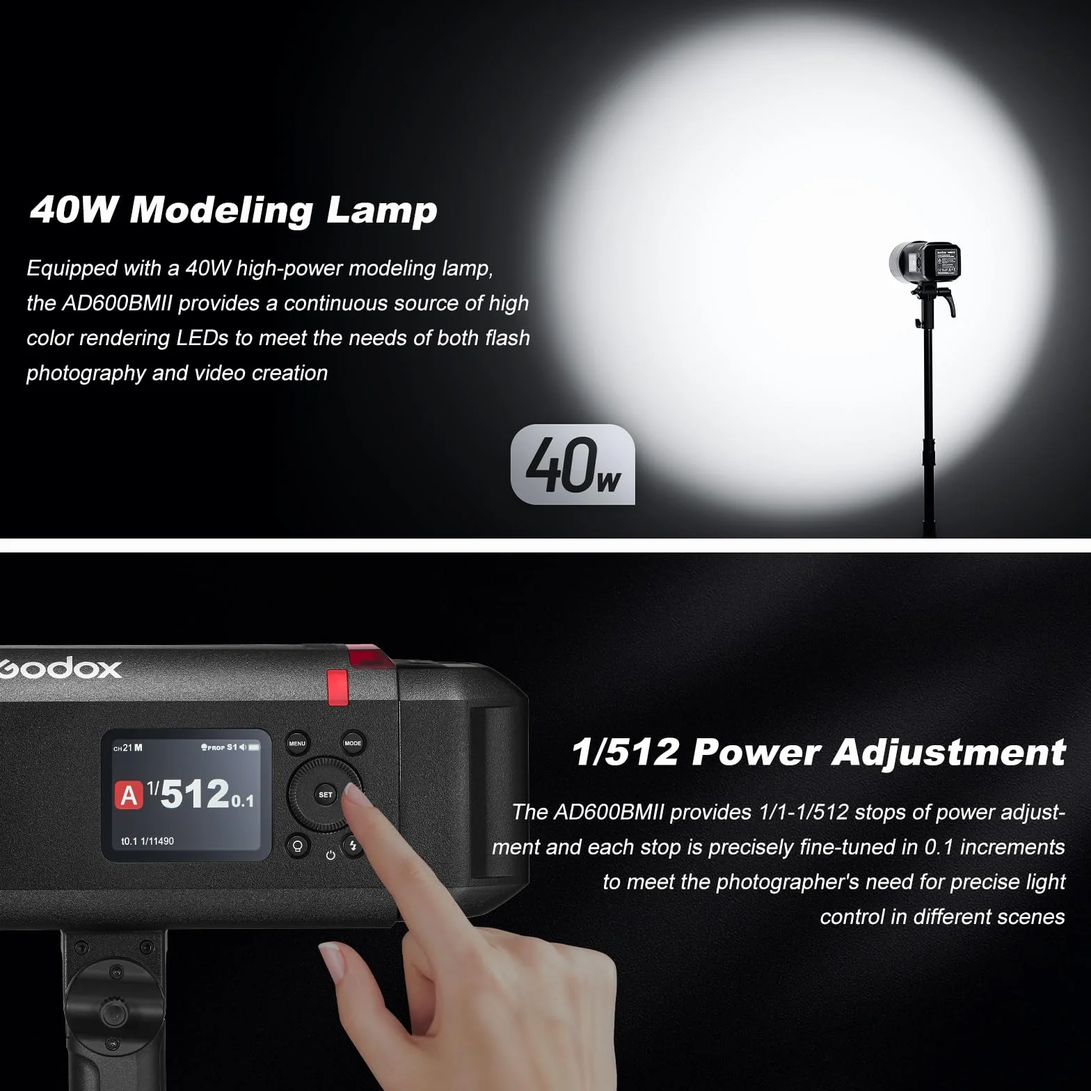Godox AD600BMII AD600BM II Flash Strobe Monolight 600 W GN87 HSS lampa błyskowa do użytku na zewnątrz, czas wznowienia 0,01~1,9s, uchwyt Bowens 10,8 V/8940 mAh bateria litowa (Godox AD600BM Upgraded)