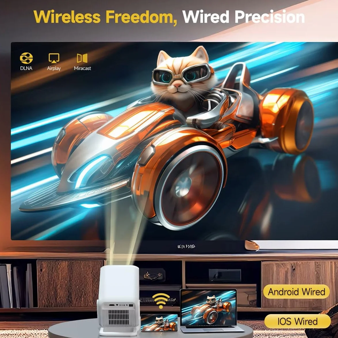 Mini projektor HY310X 4K Full HD 1080p 420ANSI Android 14, automatyczne ustawianie ostrości, korekcja keystone, do zewnętrznego projektora kinowego
