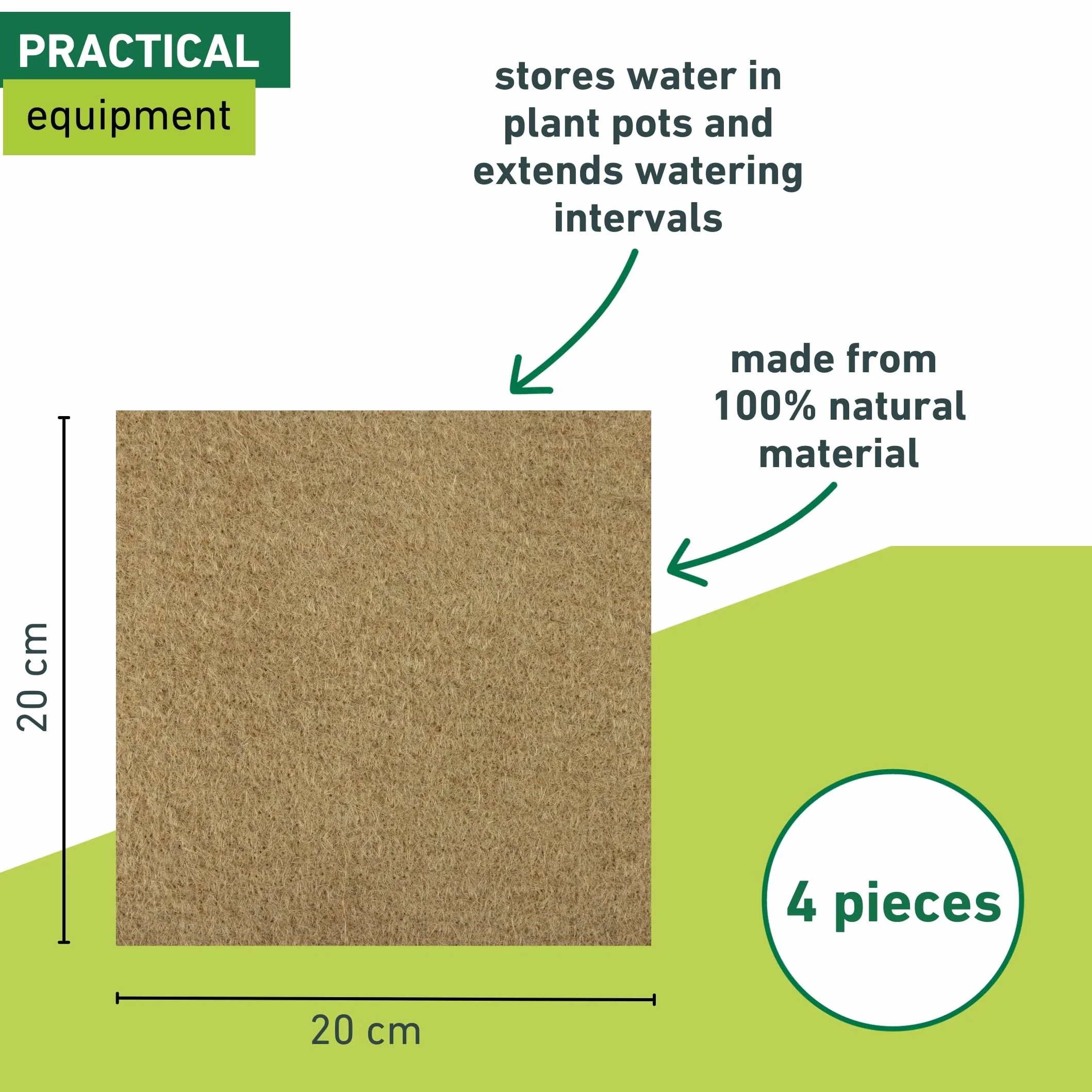 Windhager jutowa mata do przechowywania wody 4 szt. - 20x20cm - system nawadniający, dystrybutor wody dla roślin, system nawadniający ogród - automatyczne nawadnianie - pomoc w nawadnianiu
