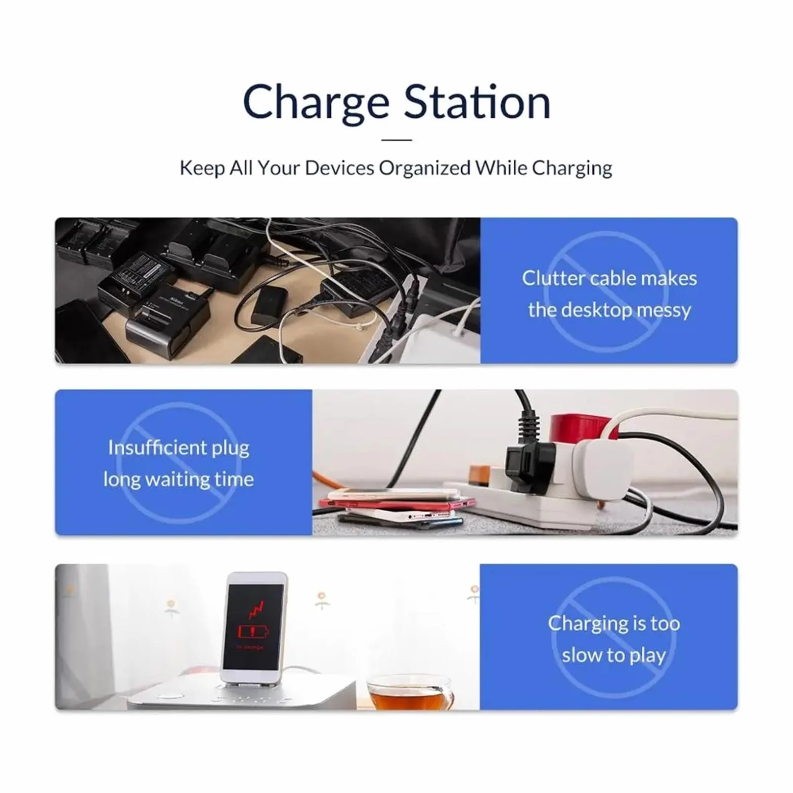 Wieloportowa Stacja Ładująca USB Dokująca PD120W 5 V 2,4 A Szybka Ładowarka Do Tabletu Office Bar MożLiwość Szybkiego łAdowania(White With Cable)