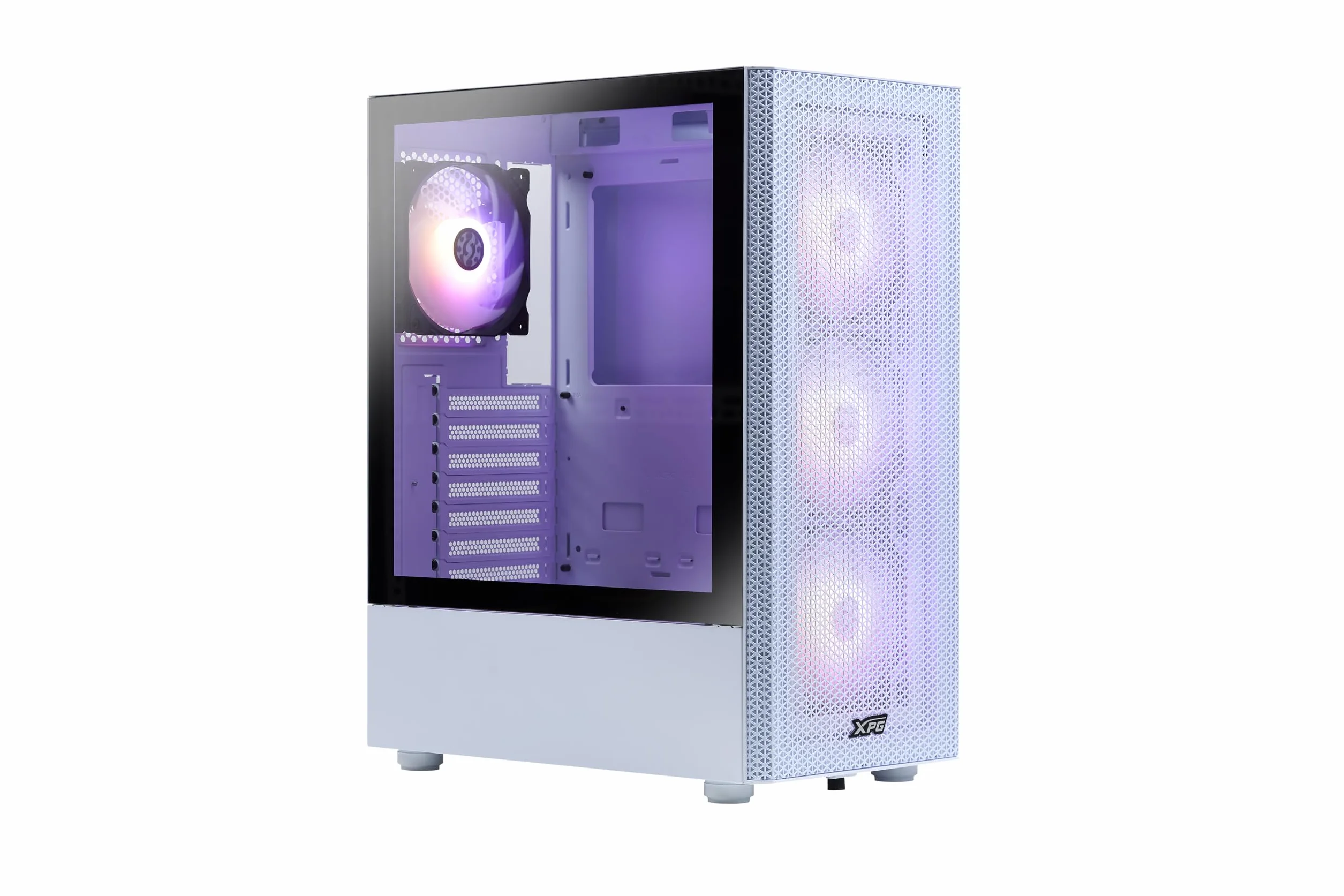 XPG Valor Mesh (kompaktowa obudowa ATX-Mid-Tower, konstrukcja panelu przedniego Mesh, panel boczny ze szkła hartowanego 3 mm, fabrycznie zainstalowany wentylator x4 120 mm)