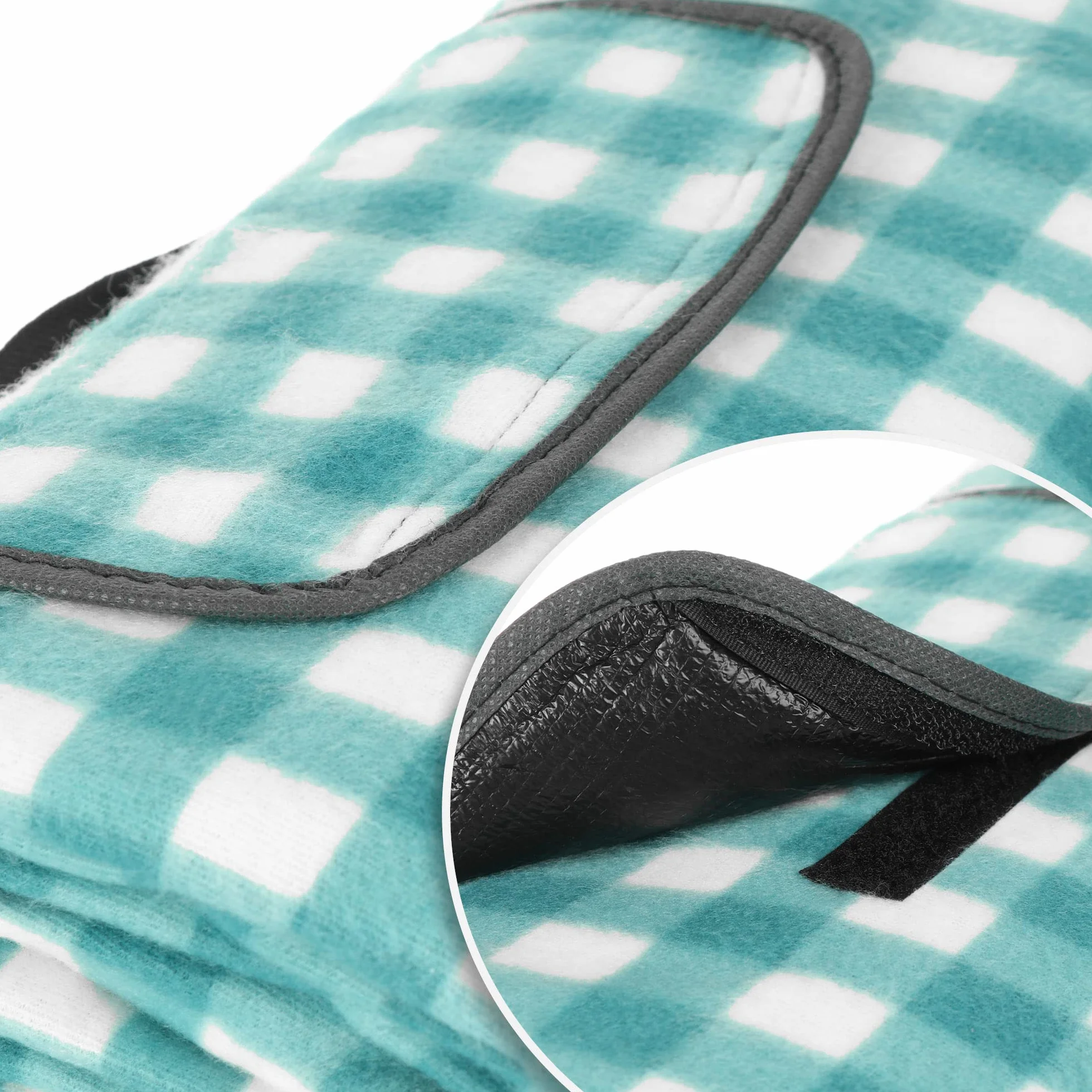 COM-FOUR® Koc piknikowy z wodoodpornym spodem i uchwytem do przenoszenia - powlekany polarowy koc na zewnatrz - mata plazowa, koc do zabawy [wybór zmienia sie] (01 sztuka - ciemna kratka)