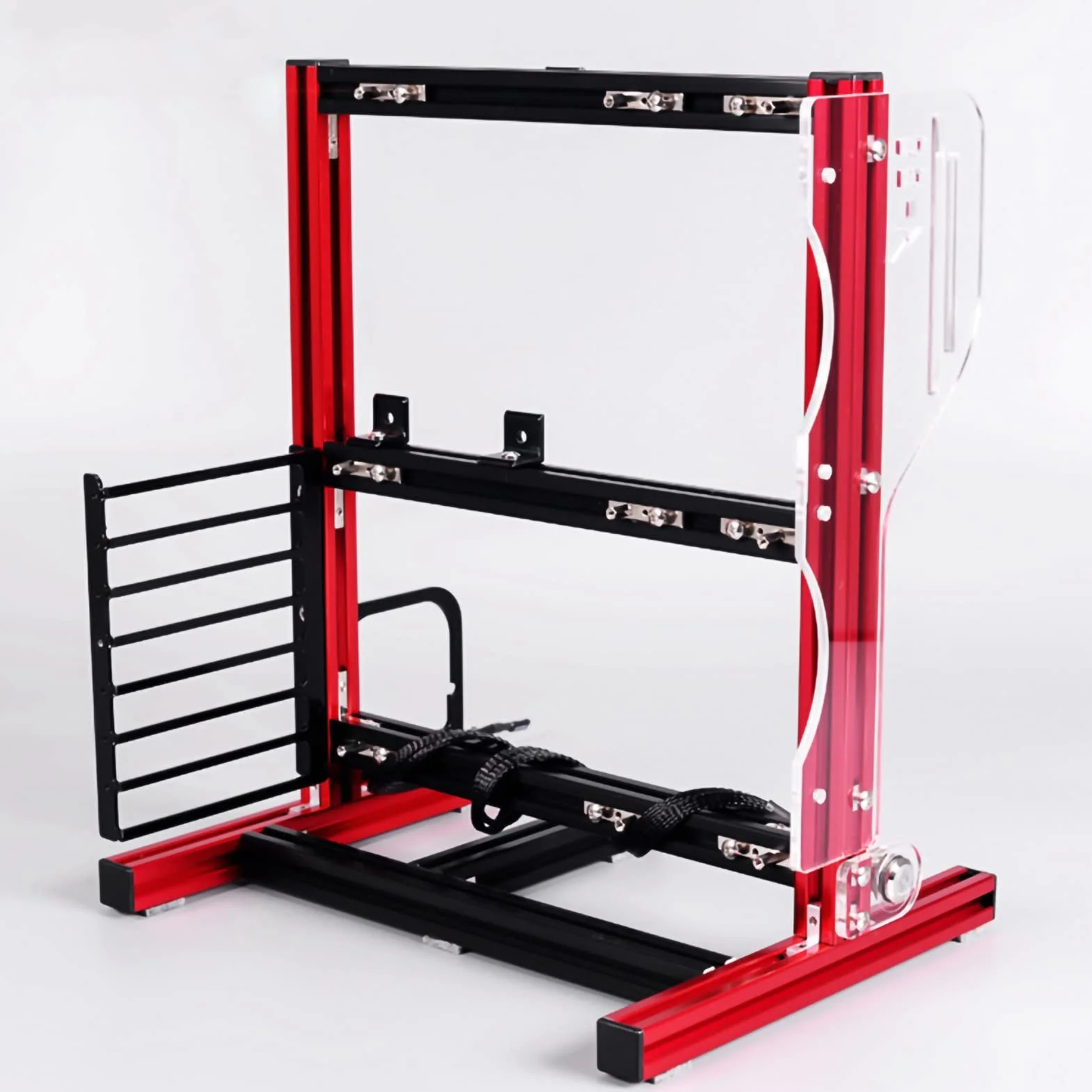 Otwarta Rama Aluminiowa, Stojak do Samodzielnego Montażu o Konstrukcji Pionowej, Obsługuje Płyty Główne ATX M-ATX ITX dla Producentów Komputerów PC (czerwony)