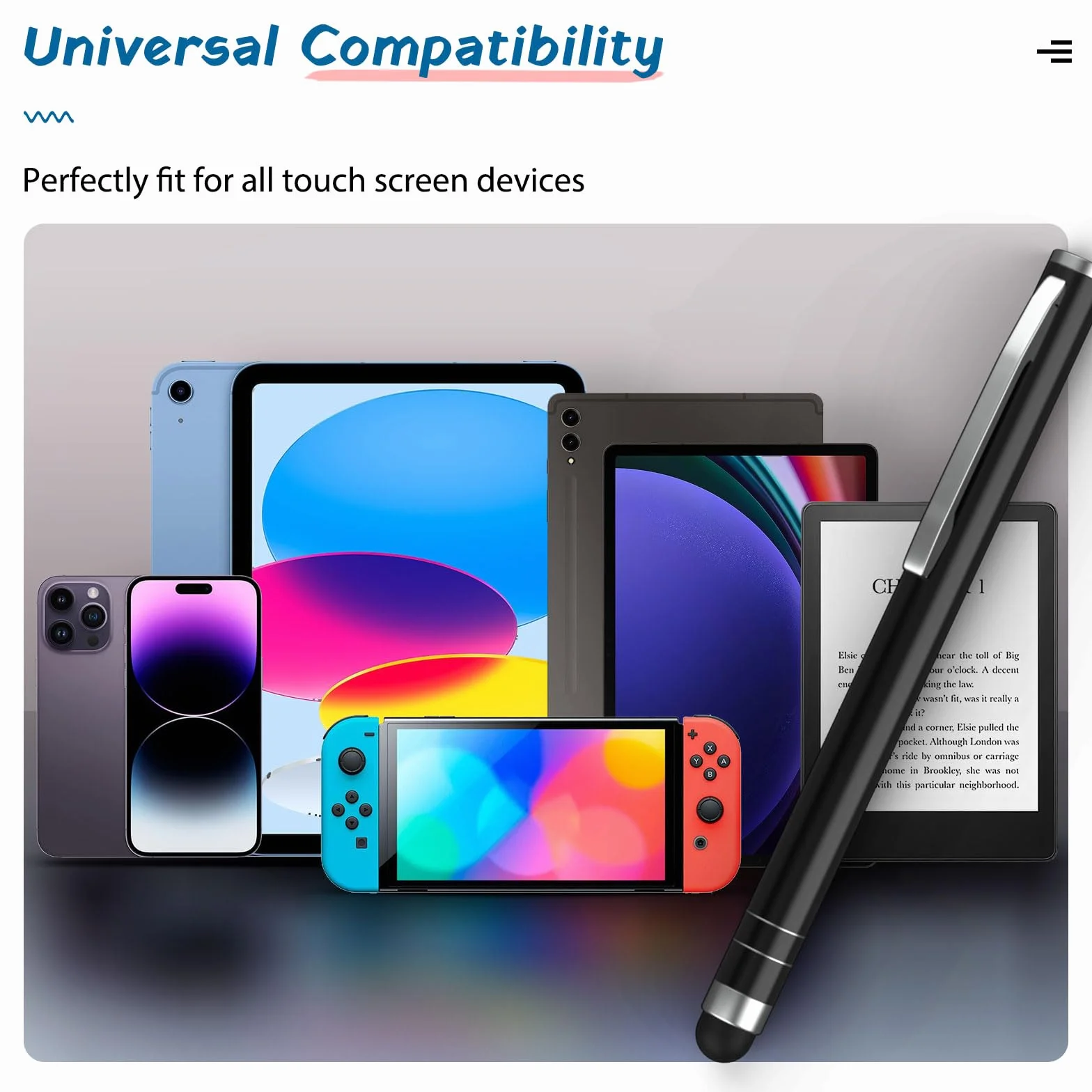 MoKo Stylus Pen(4PCS), Universal Capacitive Touch Screen Rubber Tip Digital Pen Compatible with iPad, iPhone, Samsung, Kindle, All Capacitive Touch Screen Devices Smartphones & Tablets - Black, Black