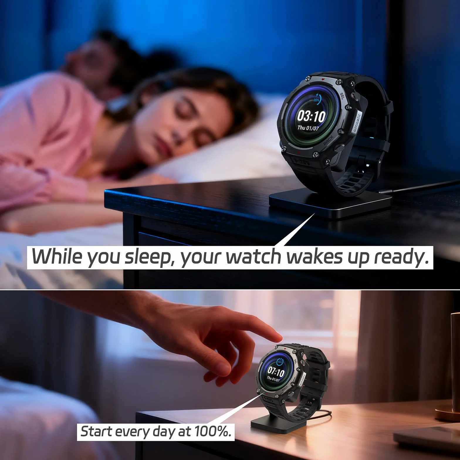 Ładowarka magnetyczna kompatybilna z Amazfit T-Rex 3 / Balance, stacja ładująca z kablem USB-A 1m