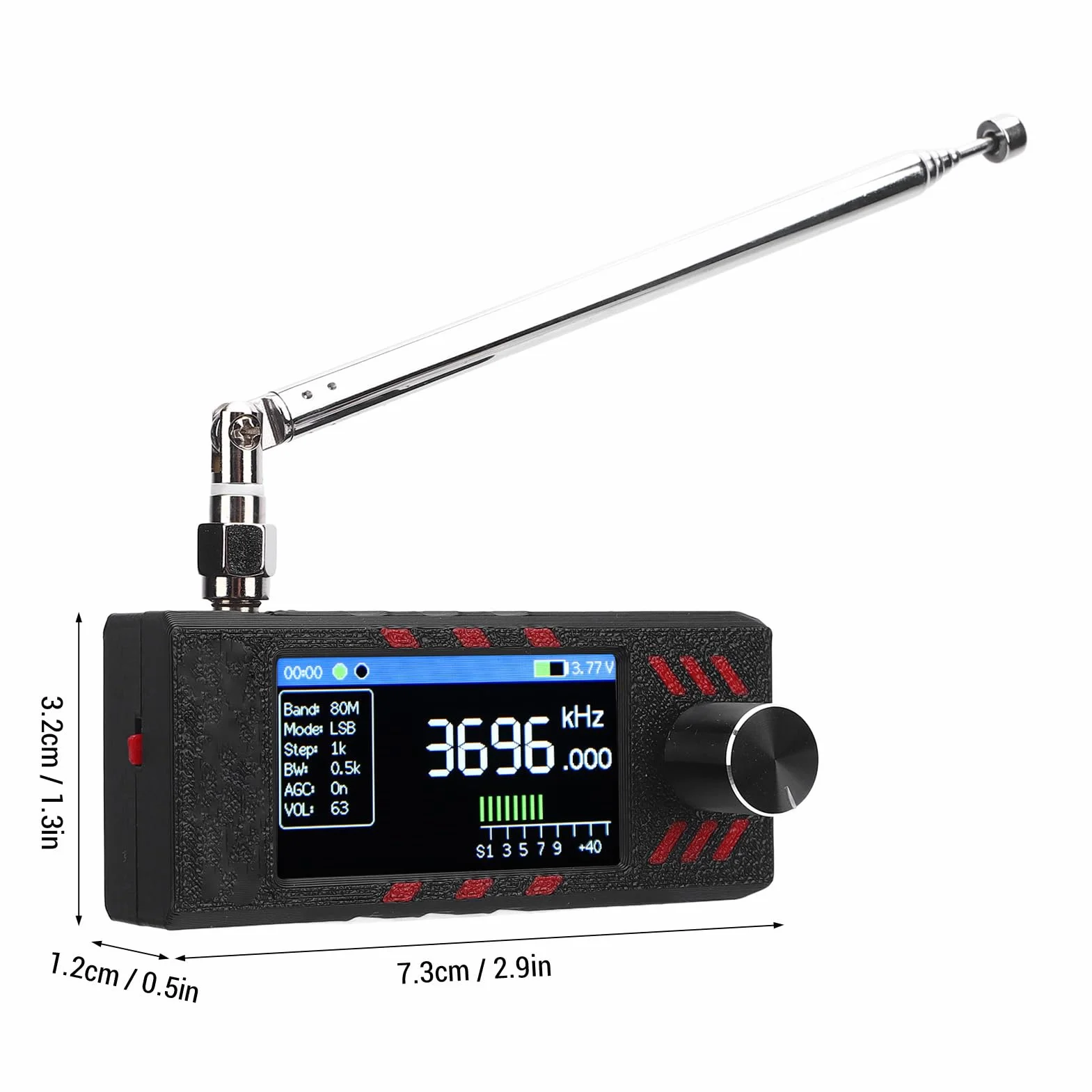 Luocute Mini Odbiornik Radiowy, Przenośne Radio Krótkofalowe z 1,9 -calowym Ekranem Kolorowym Pełny Odbiornik Pasma dla FM AM LSB USB z Naładowaniem Typu C Akumulator 800 MAh