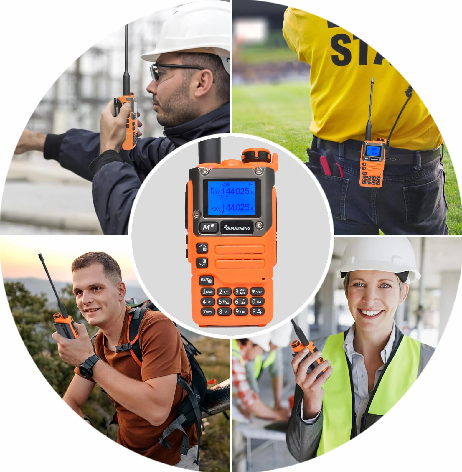 QUANSHENG UV K5(8) Walkie Talkie dalekiego zasięgu z kablem do programowania VHF UHF 200 kanałów, profesjonalne radio AM/FM/DTMF, VOX, częstotliwość replikacji, pogoda NOAA (pomarańczowy)