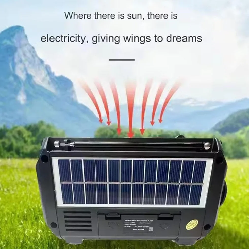 Radio z korbą ręczną do ładowania słonecznego, przenośne radio survivalowe FM/AM/SW, radia awaryjne, ładowalne, wielokanałowe radio o niskiej mocy, Bluetooth 5.2, głośnik odtwarzacz muzyczny, obsługa