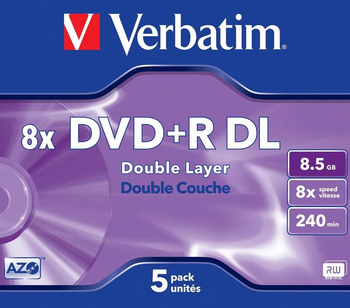Verbatim DVD-R Double Layer 8.5GB 8x Matowy Silver Jewelcase Pack 5
