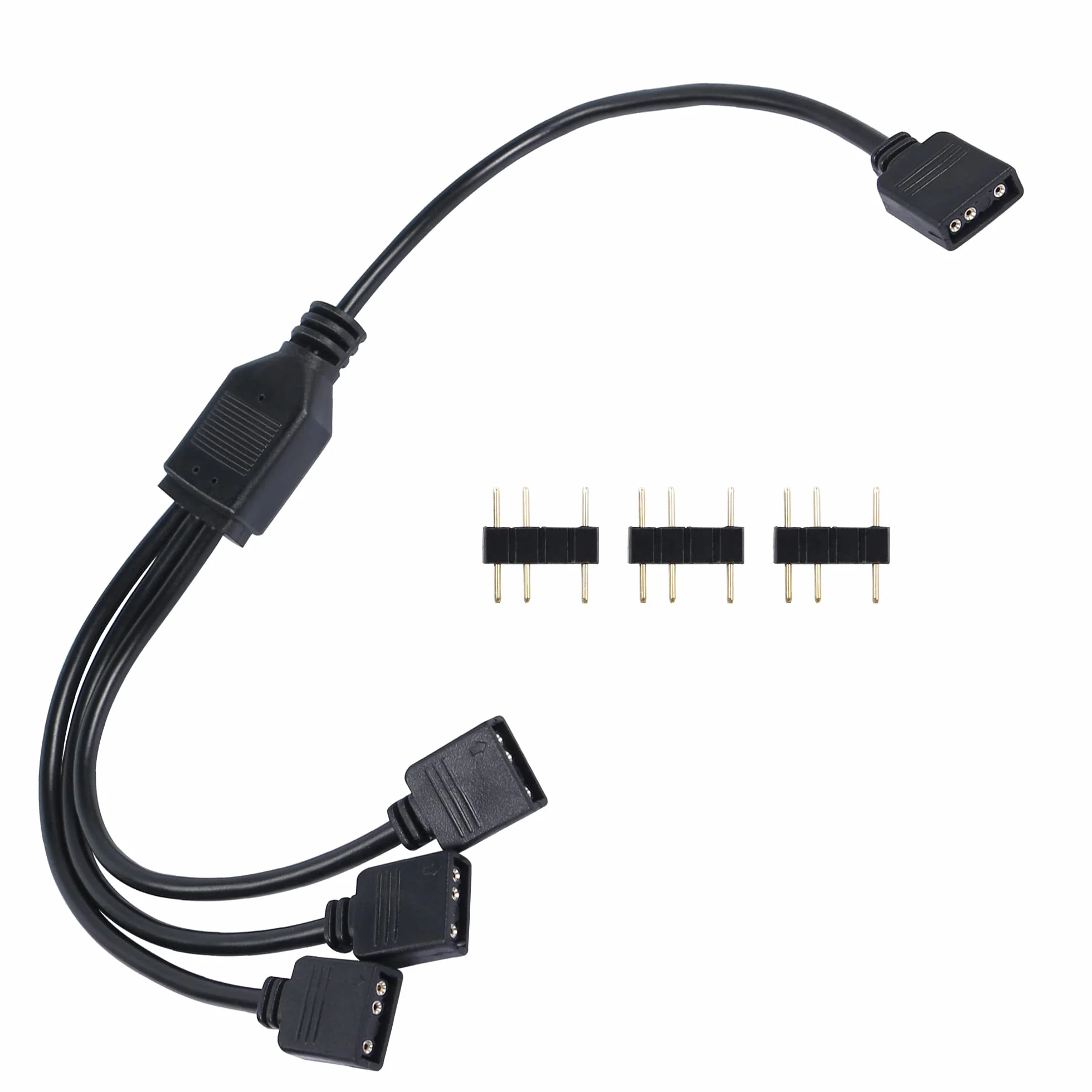 YACSEJAO Kabel rozdzielający ARGB 5 V 3-pinowy adresowalny RGB 1 do 3 kabel rozdzielający z męskimi pinami do obudowy komputera, chłodnicy procesora i wentylatora ARGB 5 V