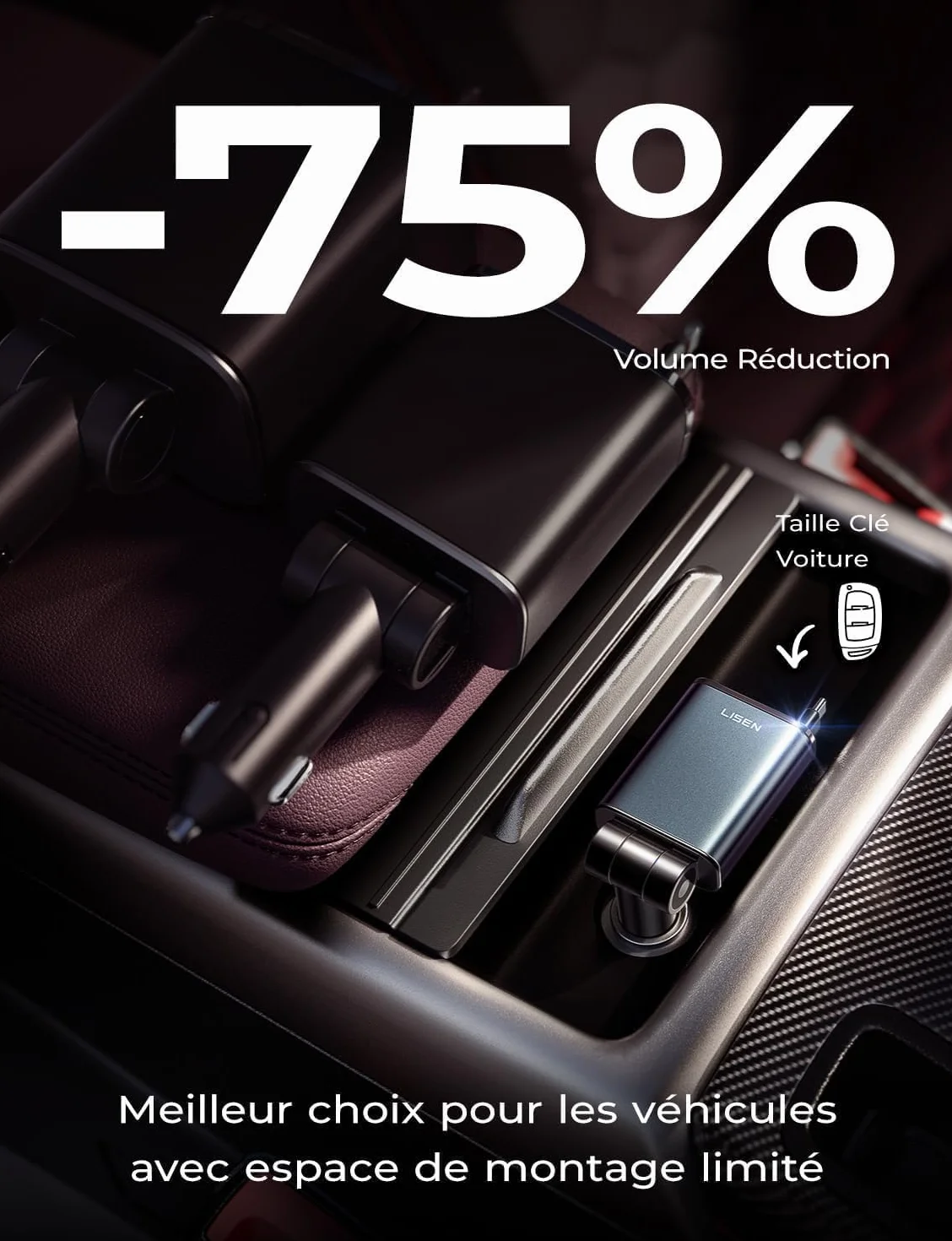 LISEN 57W zapalnik papierosów USB C 3 w 1 ładowarka samochodowa - [300% kompaktowy] 12V Adapter USB Auto z kablem ładowania, ładowarka samochodowa do iPhone 16 Pro Max, Galaxy S25 Ultra, Xiaomi 15 14
