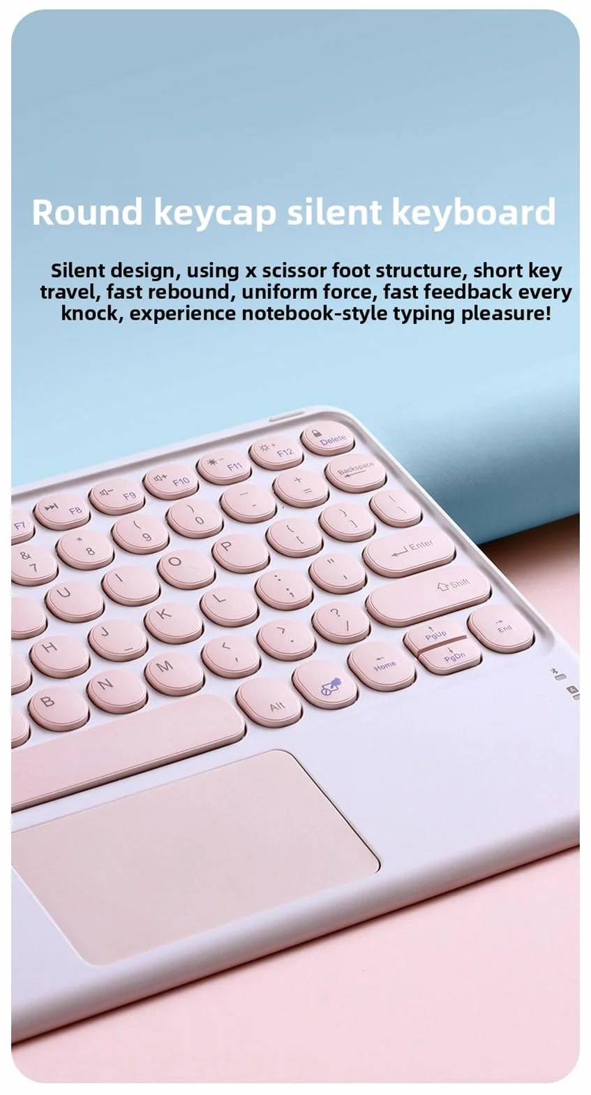 Etui z klawiaturą do Xiaomi Redmi Pad Pro 12,1 cala 2024 z myszą, okrągłymi klawiszami, odłączanym bezprzewodowym trackpadem i klawiaturą dotykową do Xiaomi Poco Pad 12,1 cala