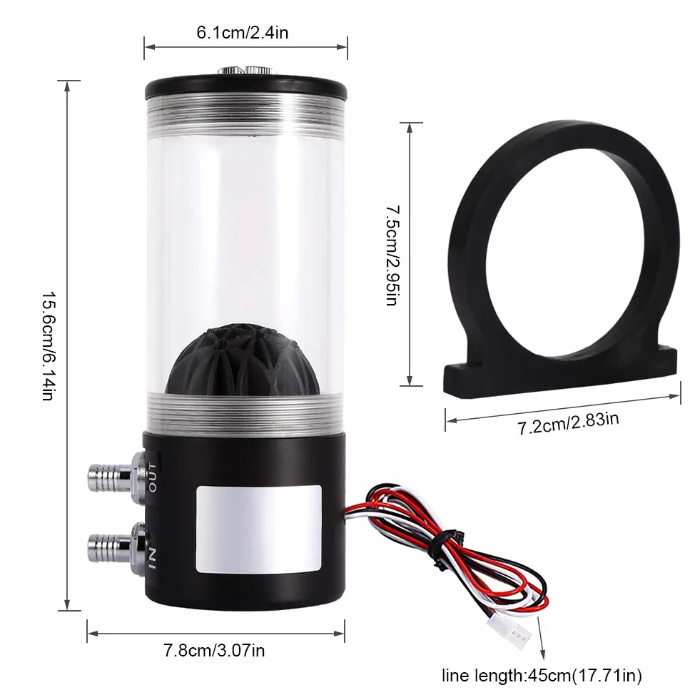 Wymiennik ciepła z pompą wodną, pompa chłodząca wodą PC 500 l/h, 10 W, DC12 V, chłodzenie CPU, akryl G1/4, komputer DIY, zbiornik cylindryczny do chłodzenia wodą