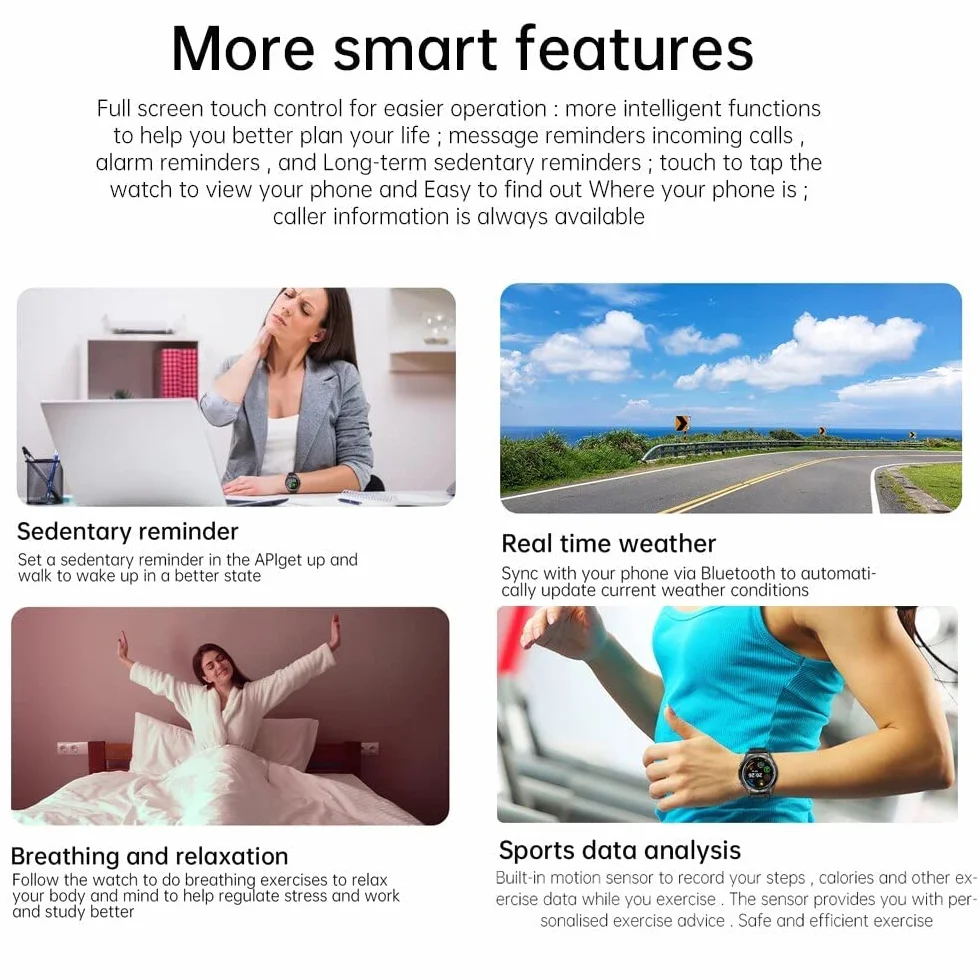 Damski inteligentny zegarek Tętno i ciśnienie krwi Zawsze pokazuj czas Sportowy zegarek fitness Inteligentny zegarek Bluetooth Call (Kolor: Skóra brązowa (skóra brązowa) little surprise
