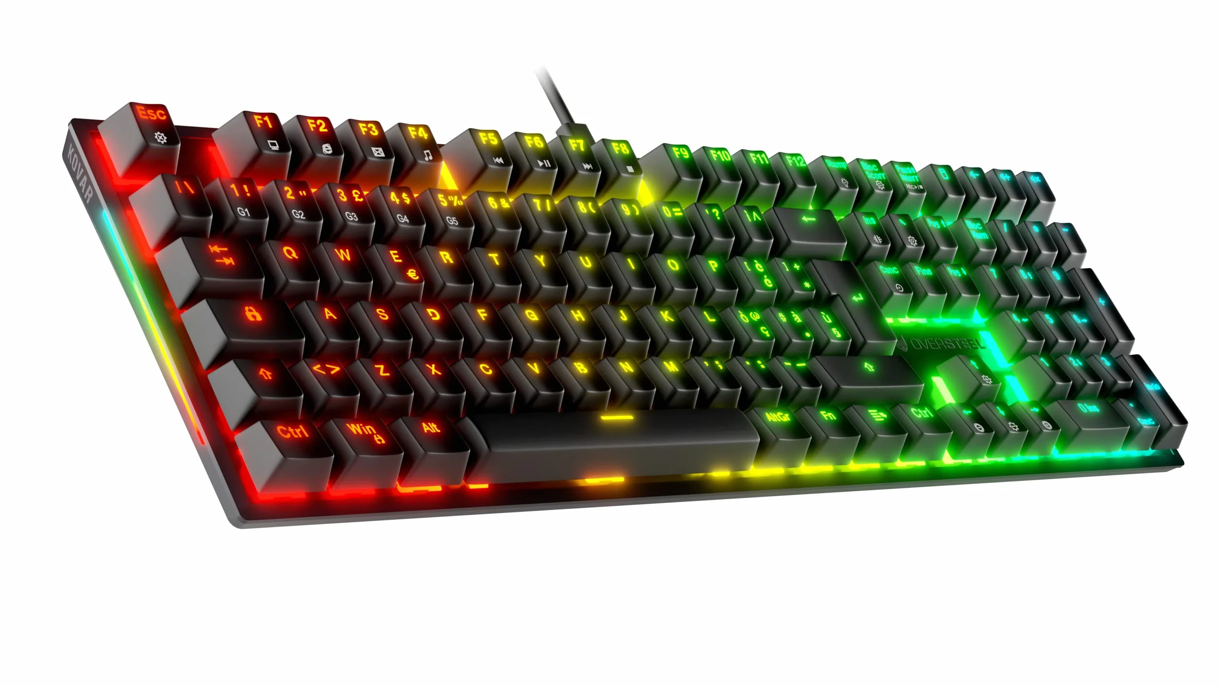 Oversteel - KOVAR Klawiatura gamingowa USB, podświetlenie RGB, przełączniki mechaniczne Outemu Red, Anti-Ghosting, układ Włoski PC/MAC/Android