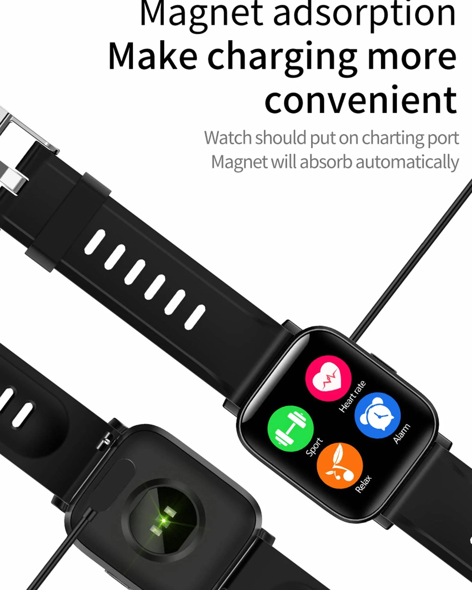 Inteligentny zegarek na Androida iOS Inteligentne zegarki dla mężczyzn Kobiety IP68 Wodoodporny smartwatch sportowy Monitor aktywności fizycznej Tętno Monitor snu Ekran dotykowy Czarny (czarny) little