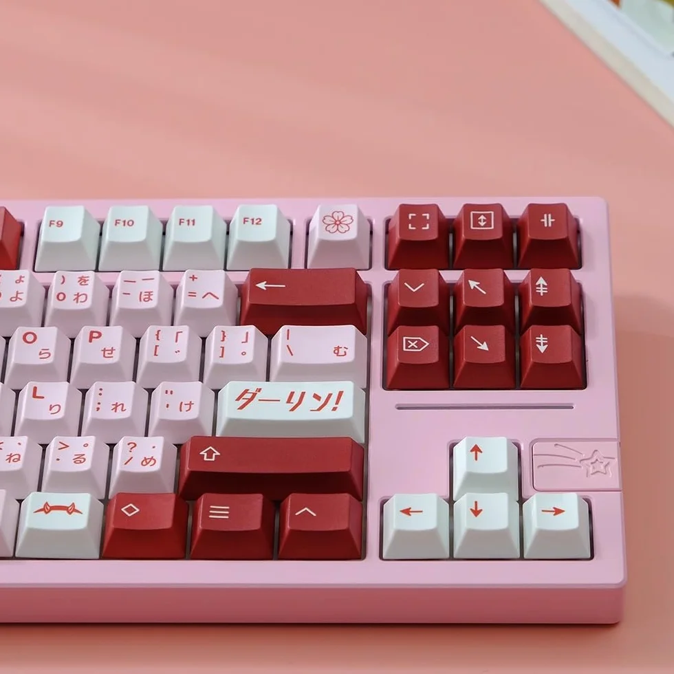 Darling 02 różowa nasadka klawiszy, japońskie anime Cherry Profile Keycap do klawiatury mechanicznej