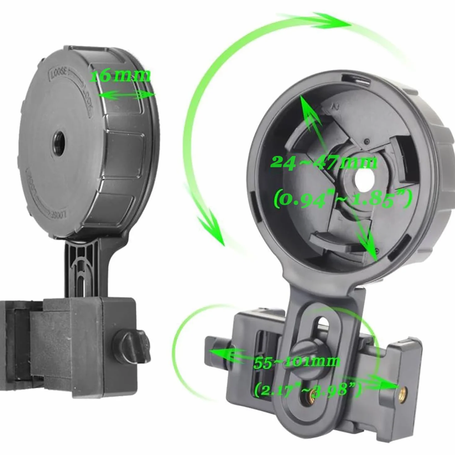 Gosky Adapter do telefonu teleskopowego, szybkie wyrównanie, mocowanie adaptera do telefonu komórkowego, kompatybilny z lunetką, lunetką, pasuje do prawie wszystkich marek smartfonów (duży typ)
