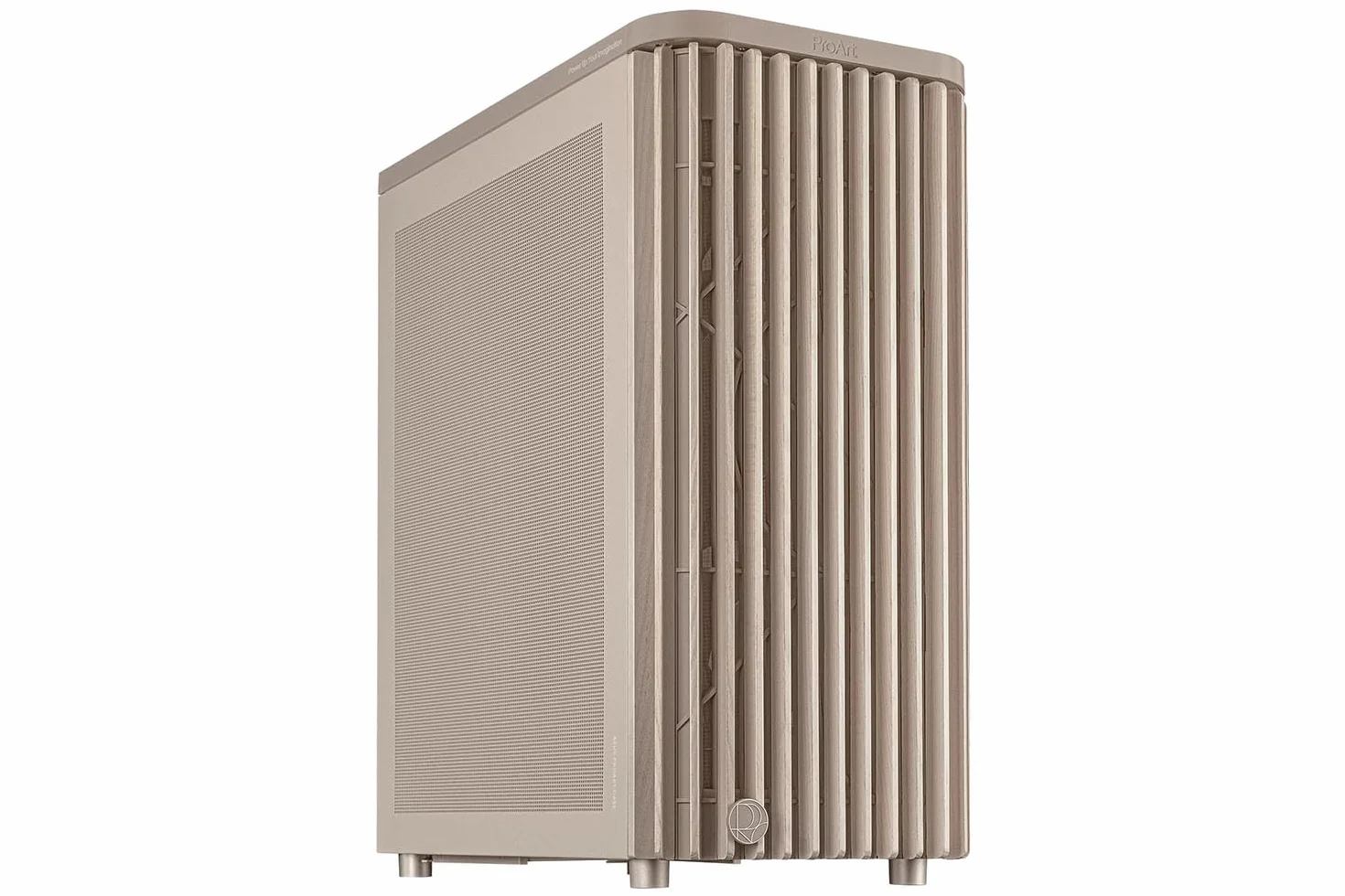 ASUS ProArt PA401 Wood Edition - Obudowa ATX z panelem siatkowym, kompatybilna z procesorem graficznym 314 mm, kompatybilna z chłodnicami 240 mm, dwa wentylatory 160 mm, zdejmowany uchwyt zasilacza
