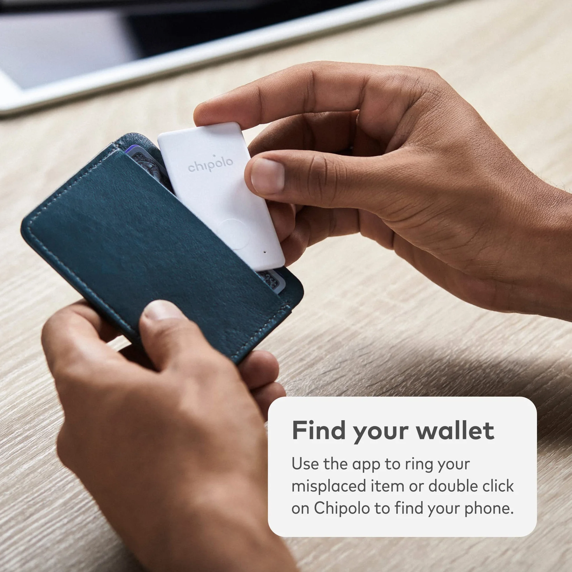 Chipolo CARD - 1 opakowanie - Wyszukiwarka portfela, Bluetooth Tracker do portfela, Bezpłatne funkcje Premium, Współpracuje z aplikacją Chipolo (kompatybilną z iOS i Androidem) BIAŁY