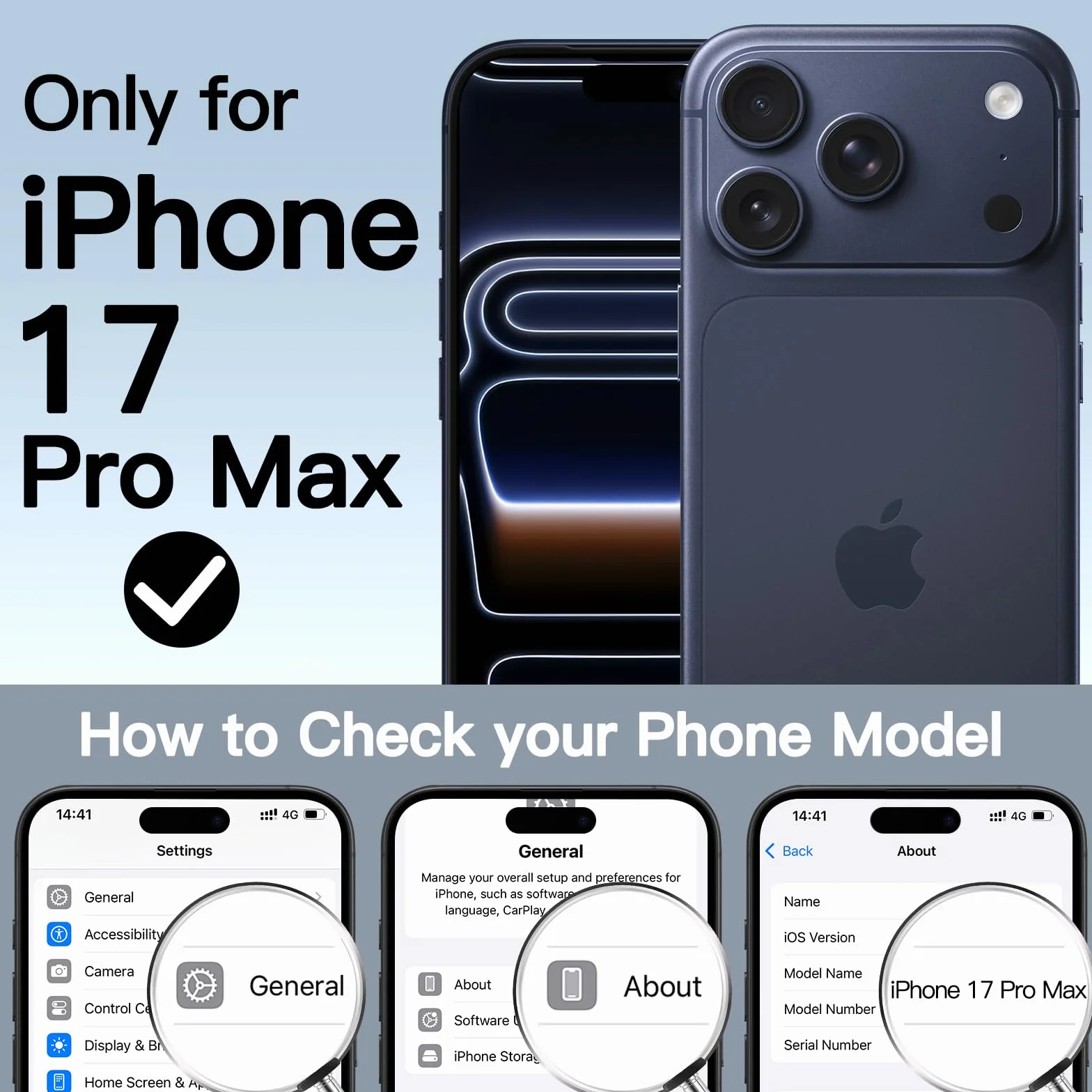JETech Etui dla iPhone 17 Pro Max 6,9 Cala z Wbudowany Ochraniacz Ekranu Hartowane i Przycisk Sterowania Aparatu, Kompatybilne z MagSafe, 360 ​​Stopni Pełne Osłona Ciała (Głębinowy błękit)