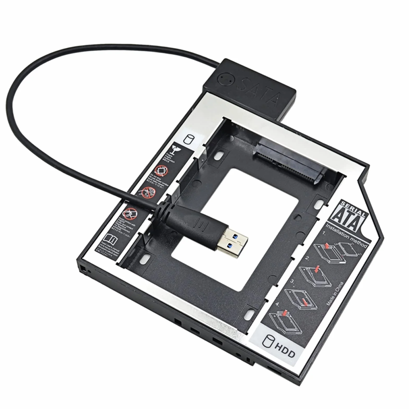 5 Gb/s USB 3.0 do 6+7 13-pinowy smukły kabel SATA ze wskaźnikiem LED do laptopa ODD optyczna kieszeń na adapter HDD Caddy