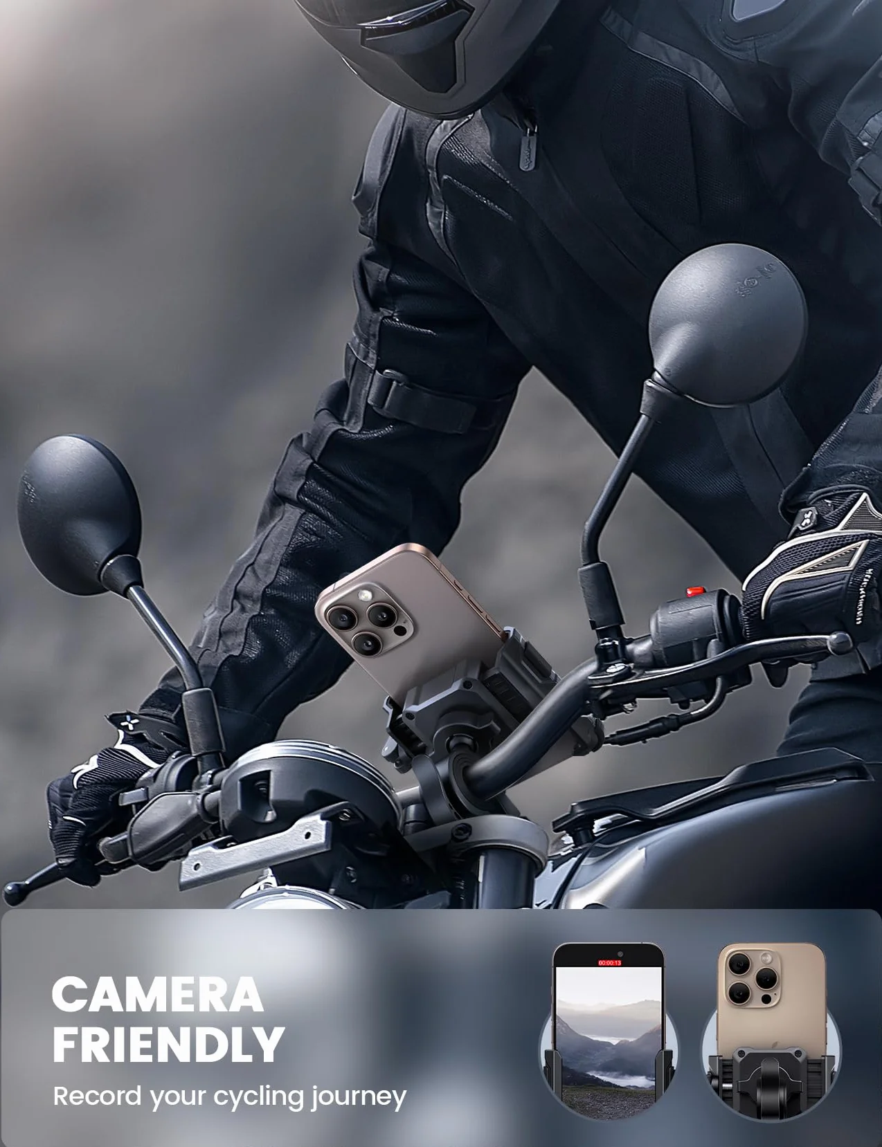 Lamicall uchwyt telefonu rowerowy motorowy 360° obrotowy uniwersalny na kierownicę iPhone 16/15/14 Samsung
