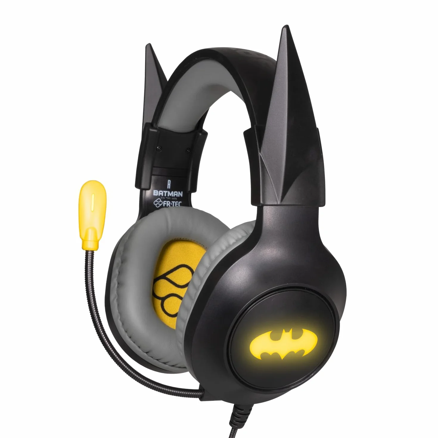 FRTEC - zestaw słuchawkowy do gier Batman z odłączanymi uszami Dark Knight, kabel LED RGB do PlayStation 5, PS4, Xbox Series X/S, Xbox One, Nintendo Switch, PC, Mac