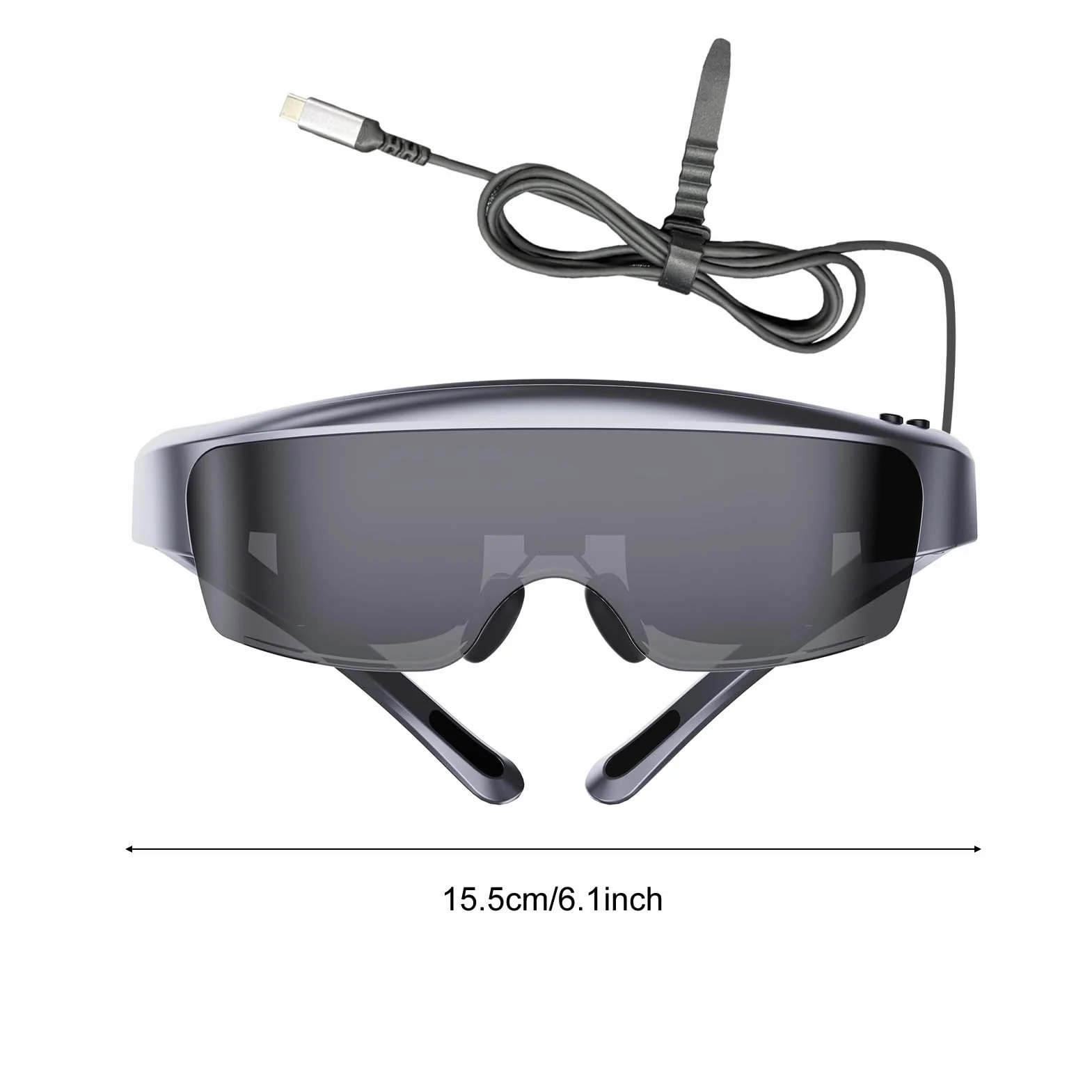 Cryfokt Inteligentne Okulary, 400-calowy Wirtualny Ekran HD z regulacją Krótkowzroczności od 0 do 600°, Wyświetlacz, Wbudowane Głośniki, łączność Typu C do Kina i Gier na Sma
