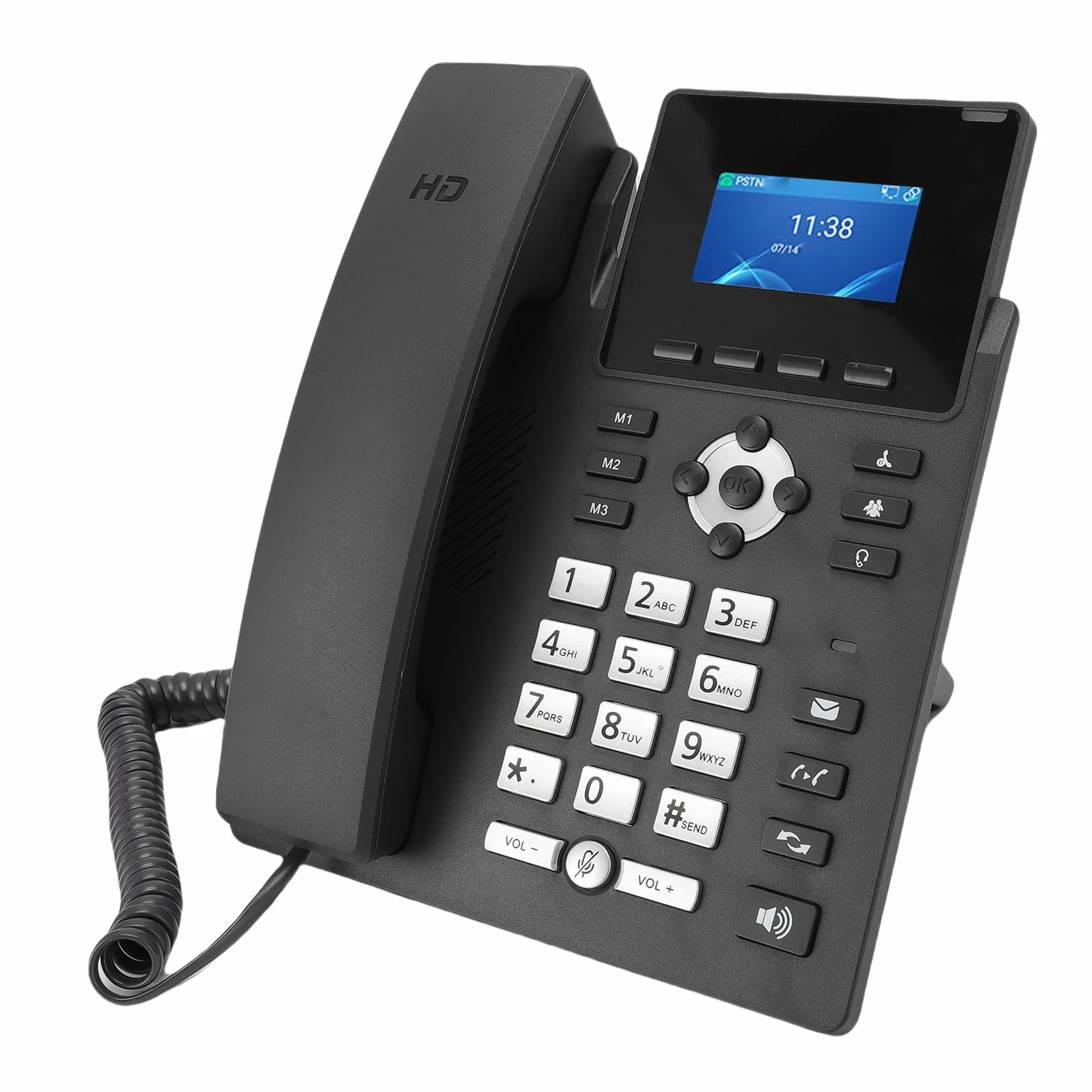 2,4 Cala Telefon IP 2,4 Cala Telefon VoIP, Biznesowy Linie Podwójny Gigabit Ethernet Kolorowy LCD PoE Redukcja Szumów Obsługa Słuchawek RJ9 z Podświetlanym