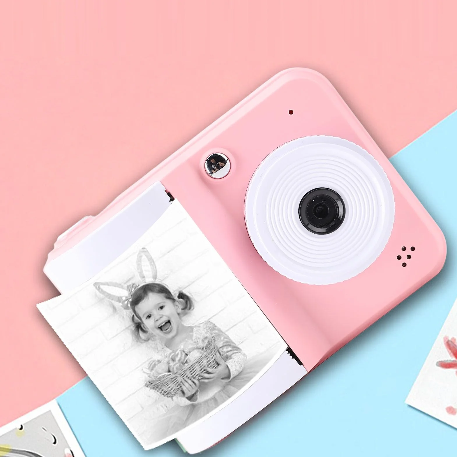 Instant Print Camera dla Dzieci, Wideo 1080p HD i 48MP Zdjęcie 2,4 -calowe Ekran Instant Camera z Papierem do Druku, Natychmiastowy Druk dla Dzieci, Aparat Cyfrowy dla Dziewcząt (PINKK)