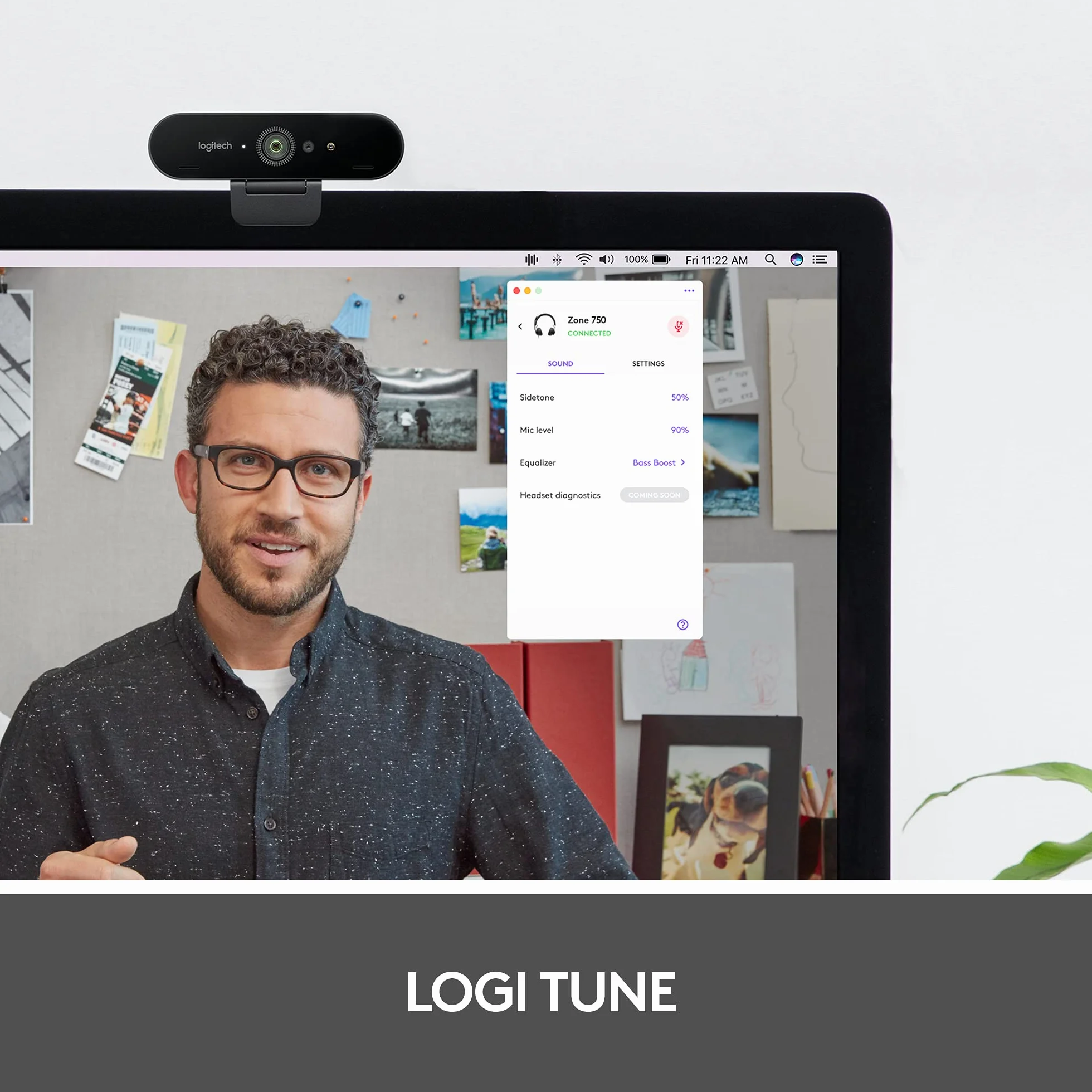 Logitech Zone 750 Przewodowy zestaw słuchawkowy z mikrofonem | Z redukcją hałasu, złączem USB-C i adapterem USB-A, kompatybilność typu plug-and-play dla wszystkich urządzeń - Szary