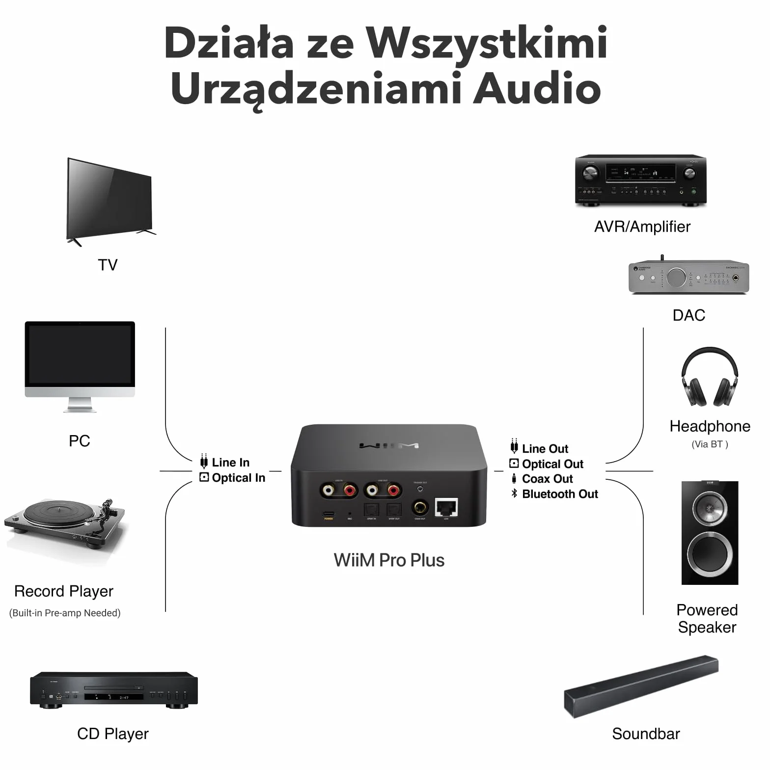 WiiM Pro – Odbiornik AirPlay 2, Google Cast Audio, Wielopokojowy Strumieniowy Oodtwarzacz Wi-Fi, Zgodny z Alexą, Siri i Asystentem Google (WiiM Pro Plus)
