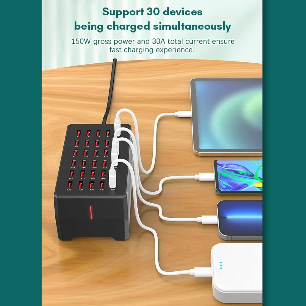 docooler Stacja ładująca USB 150 W ładowarka stołowa z gniazdem USB ładowarka stołowa 30 portów