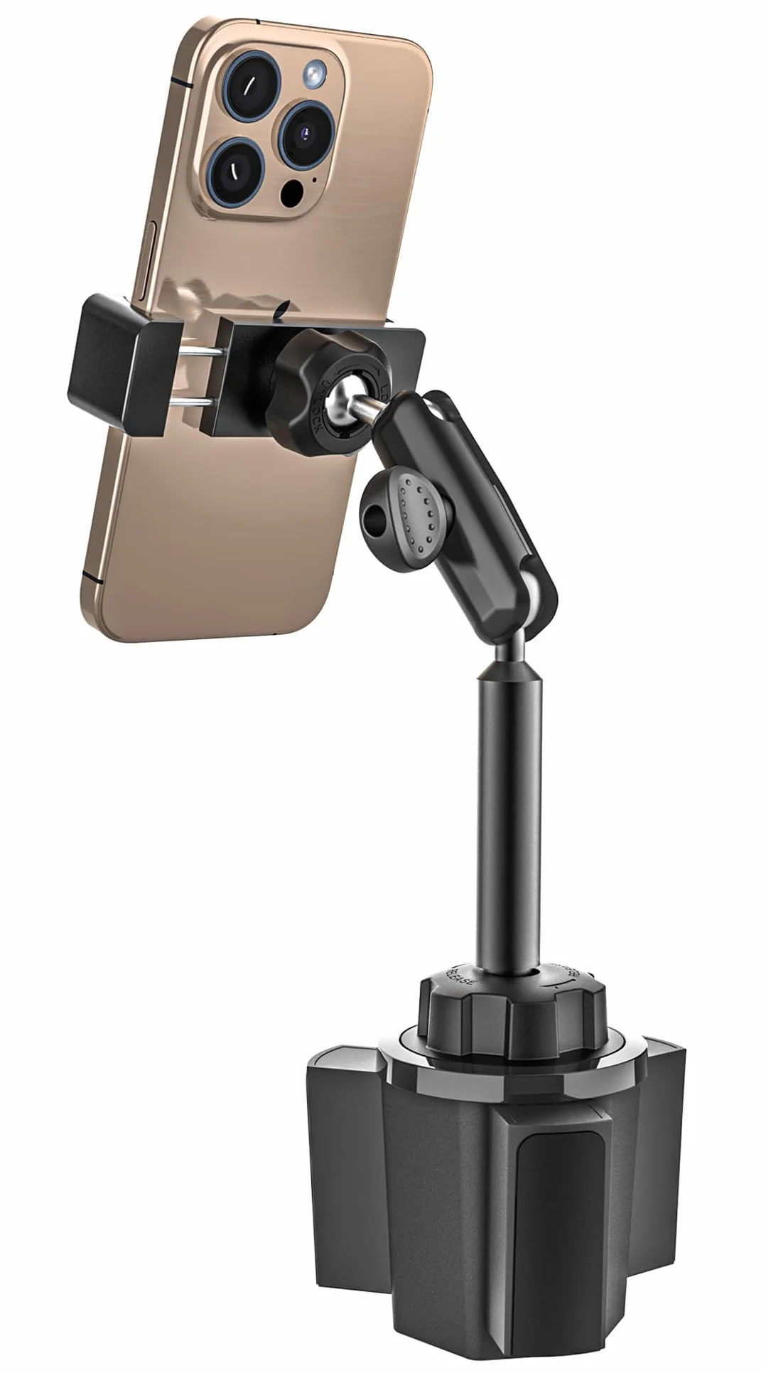 Metalowy uchwyt na telefon samochodowy uchwyt na kubek - stabilny, wytrzymały | Uchwyt na telefon komórkowy z aluminiowym ramieniem do wszystkich telefonów, iPhone 17 16 Pro Max, Galaxy S26, Pixel
