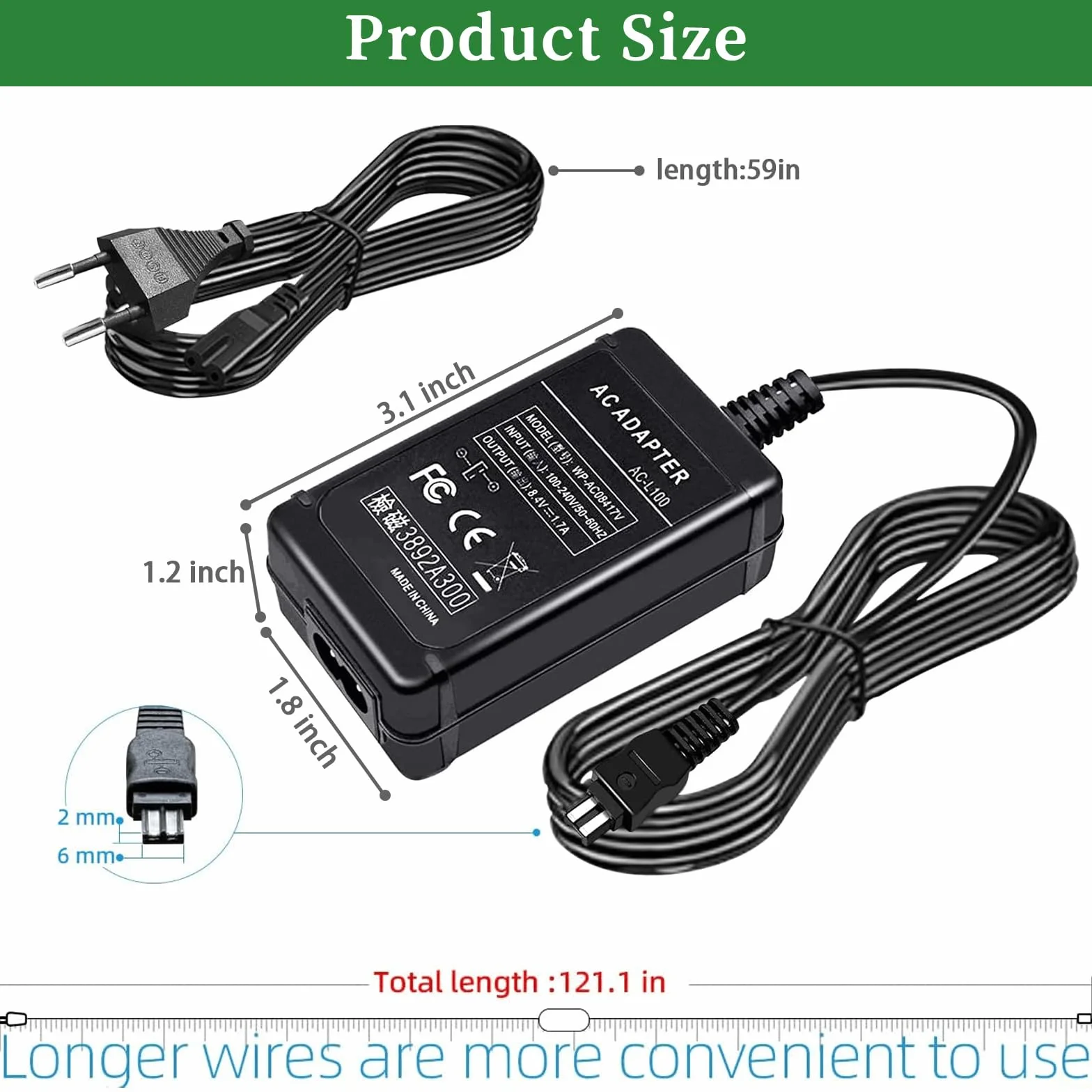 Zasilacz AC-L100 zasilacz AC-L100 ładowarka zastępcza do Sony AC-L100 AC-L15 AC-L10 AC-15A AC-L10A kamera do telefonu komórkowego DCR-TRV MVC-FD DSC-S30 DSC-F707 DSC-F717 DSC-F828