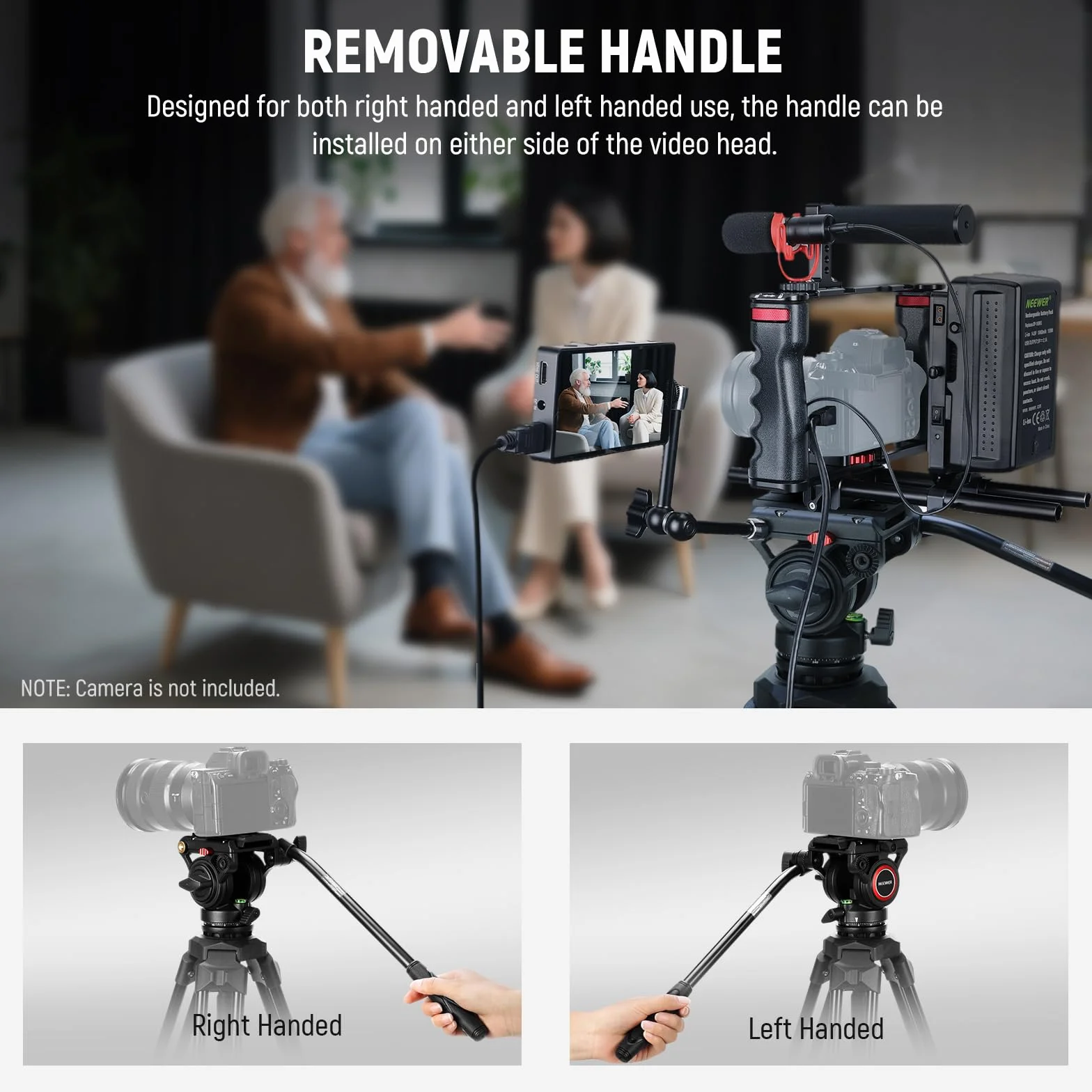 NEEWER Płynna głowica statywu kamery, wytrzymały lekki kompaktowy przenośny uchwyt podróżny do DSLR Kamery kompatybilne z dji gimbals kompatybilny z płytami Manfrotto QR, obciążenie, maks. 13,2 funta