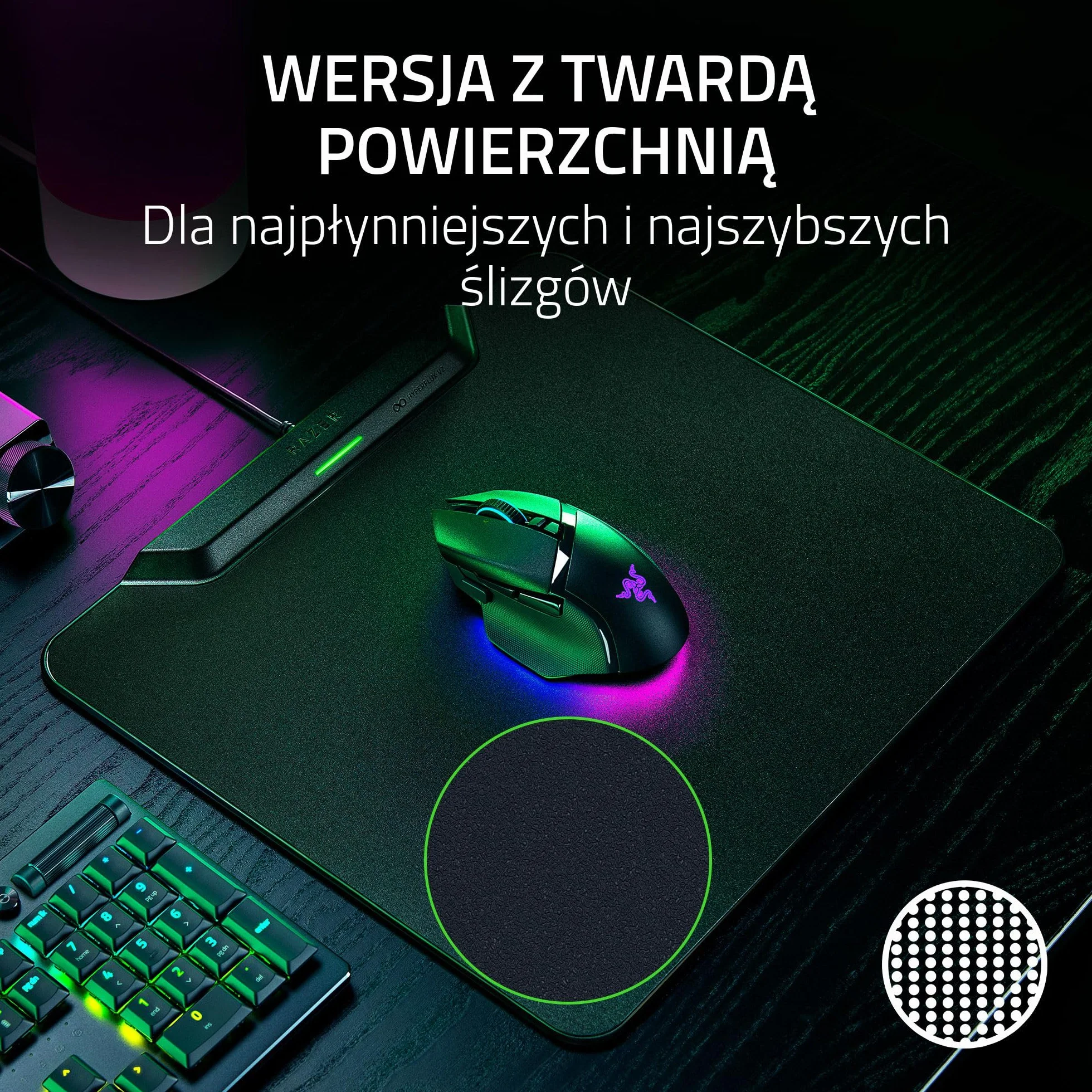 Razer HyperFlux V2 - system bezprzewodowego ładowania myszy do gier - podkładka pod mysz do gier i krążek ładujący (wskaźnik ładowania LED, antypoślizgowe gumowe nóżki) Czarny