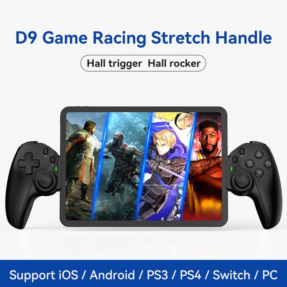 D9 Rozciągający kontroler do gier Switch/PS3/PS4 Dual Hall Somatosensoryczny kontroler (czarny)