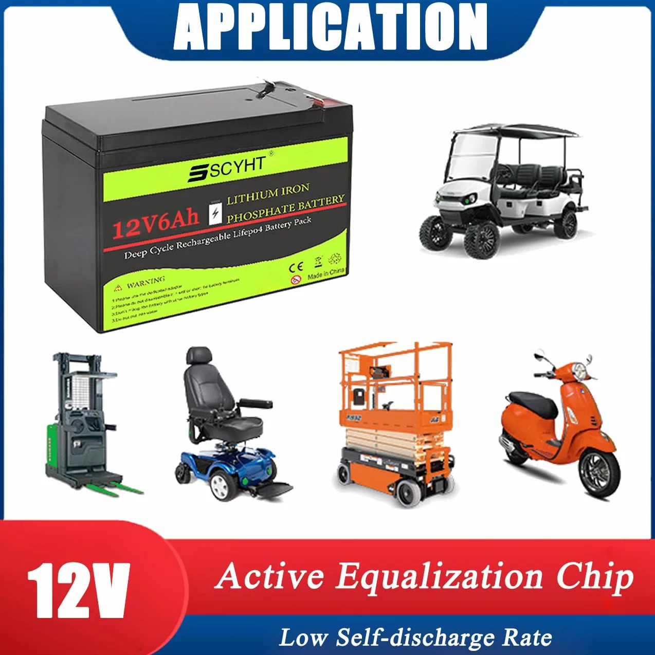 Akumulator litowy 12 V 6 Ah Akumulator LiFePO4 6 Ah Akumulatory zamienne do silników o mocy maks. 80 W, pasujące do zabawek elektrycznych i nie tylko,12v6ah 6pack