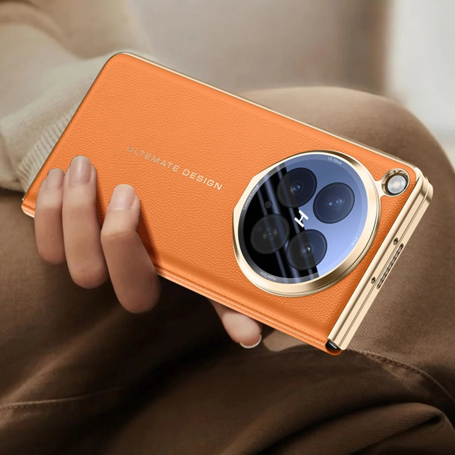 Skórzane etui z klapką do OPPO Find N6, ochrona obiektywu z klapką obudowa pozłacana krawędź antywstrząsowa luksusowa obudowa, czarna, N6